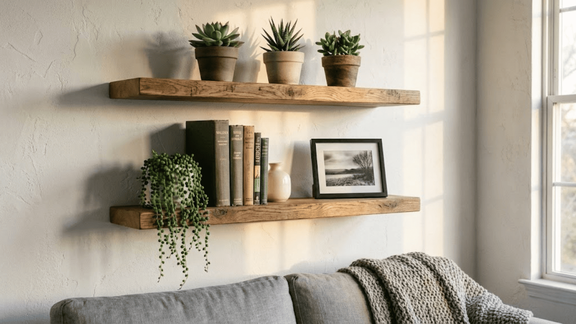 DIY floating shelves