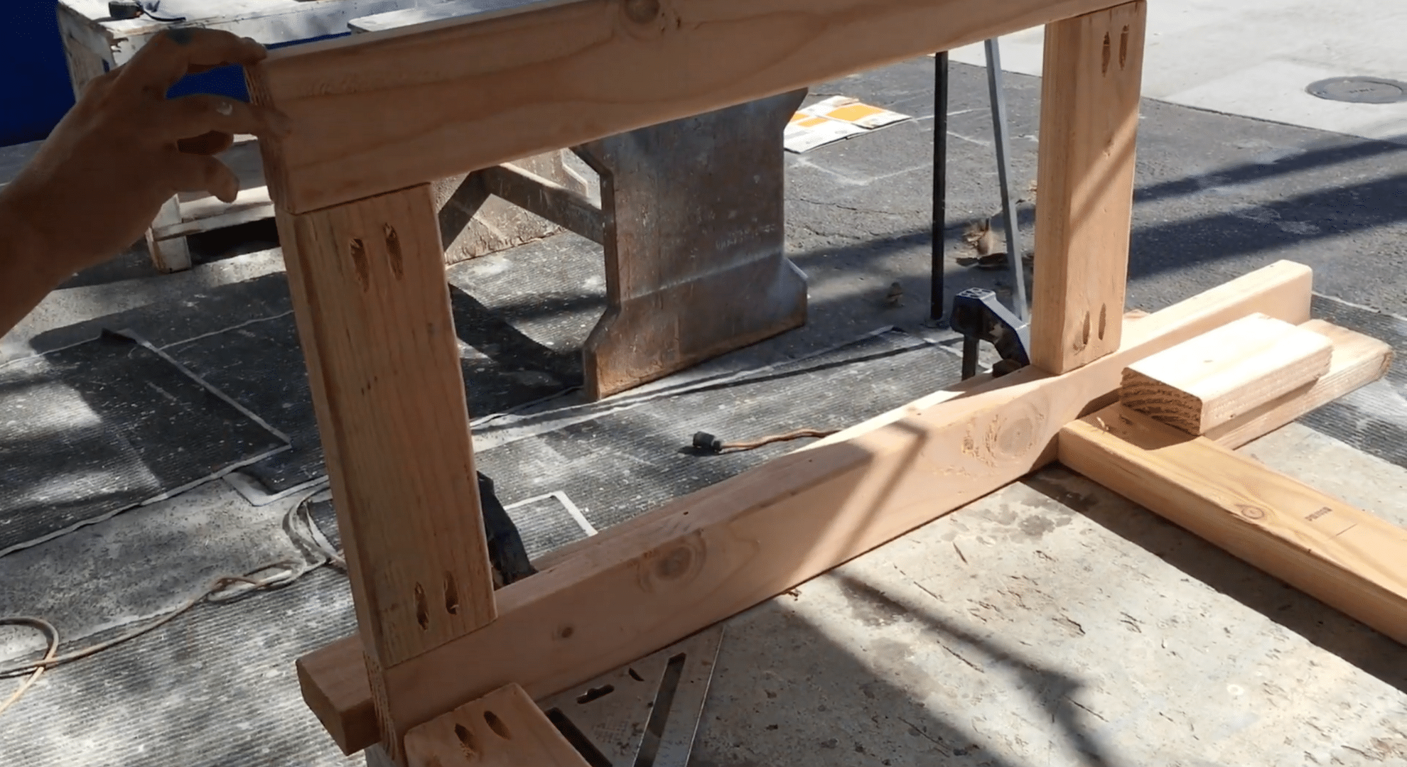 attach long apron pieces to end frames