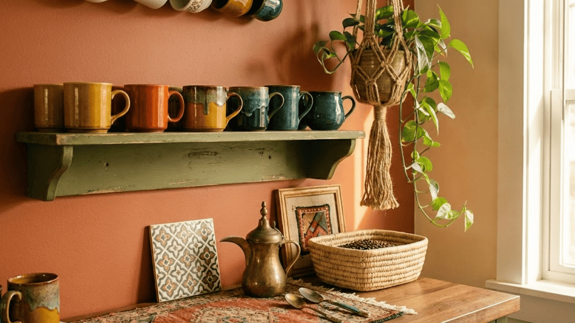 boho eclectic coffee corner