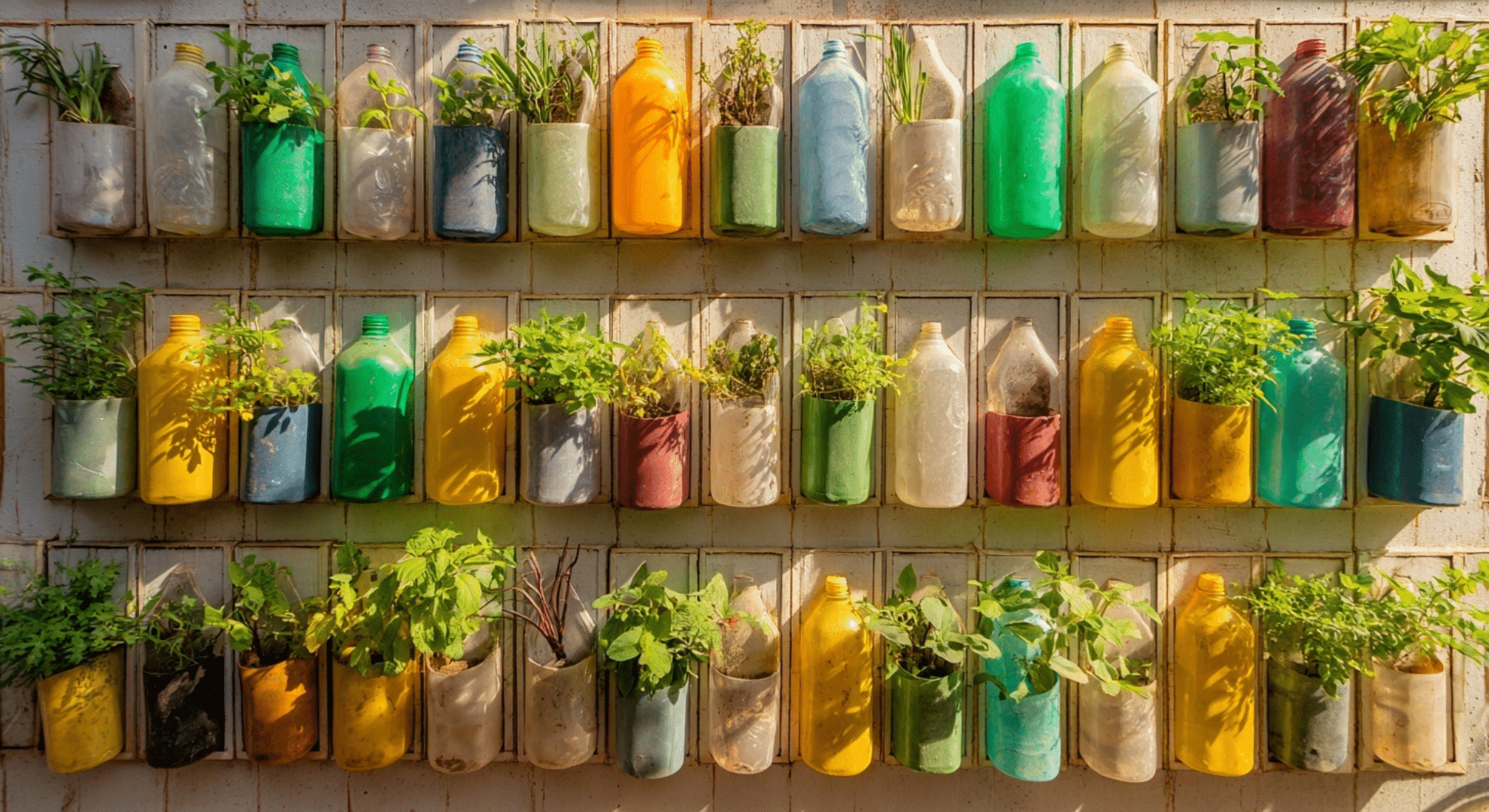 bottle based vertical garden