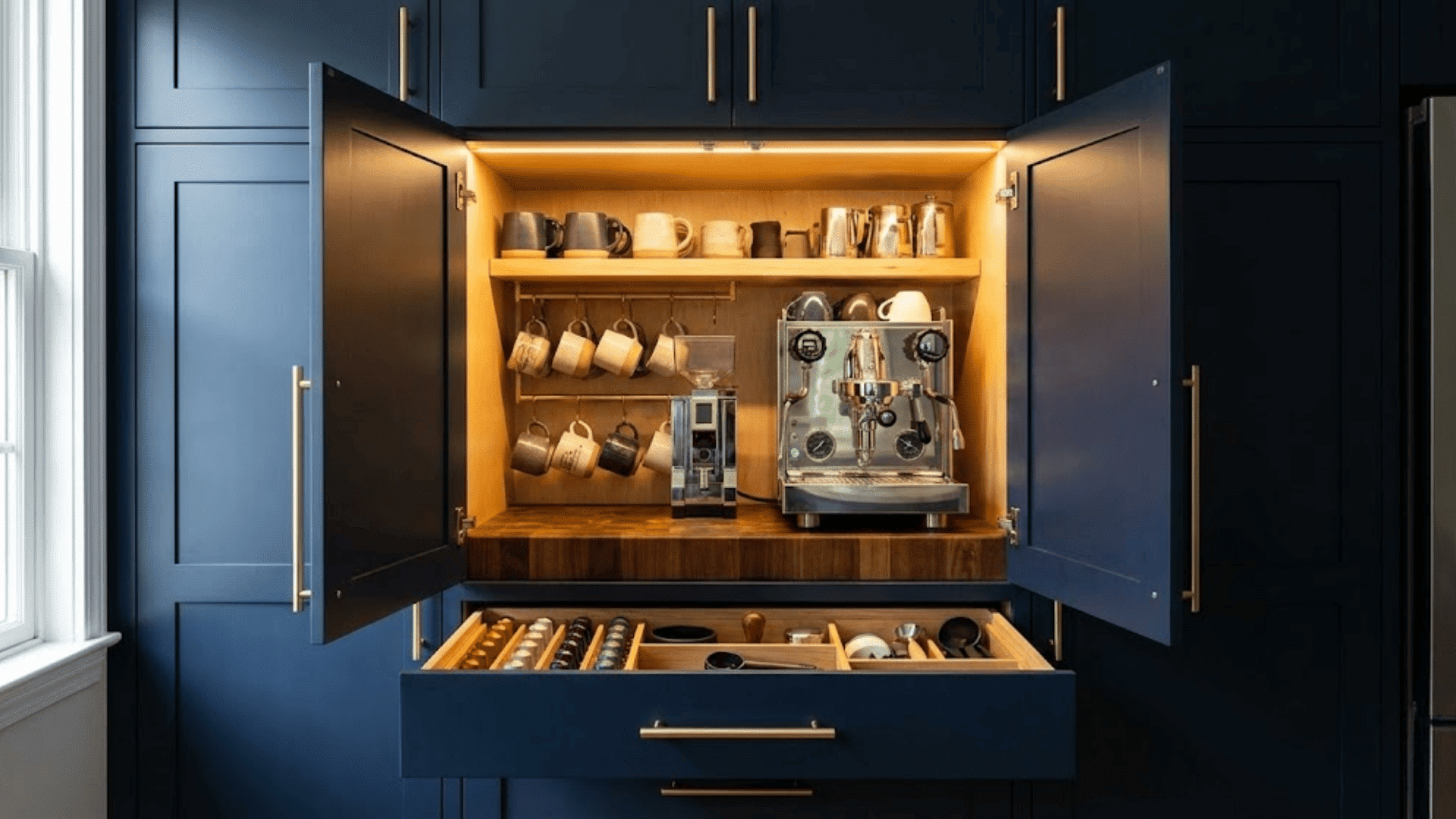 built in cabinet pantry coffee bar