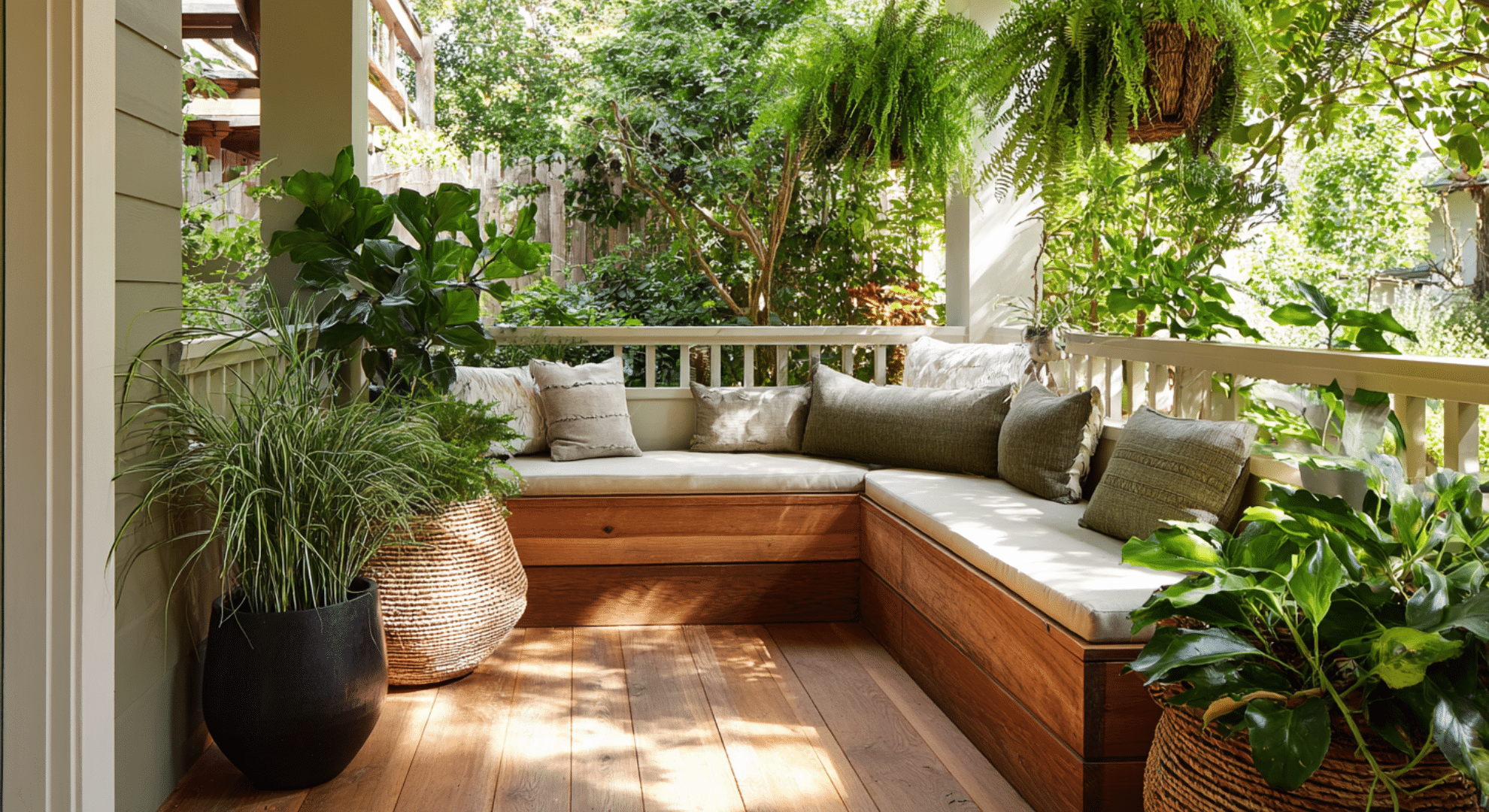 built in seating porch