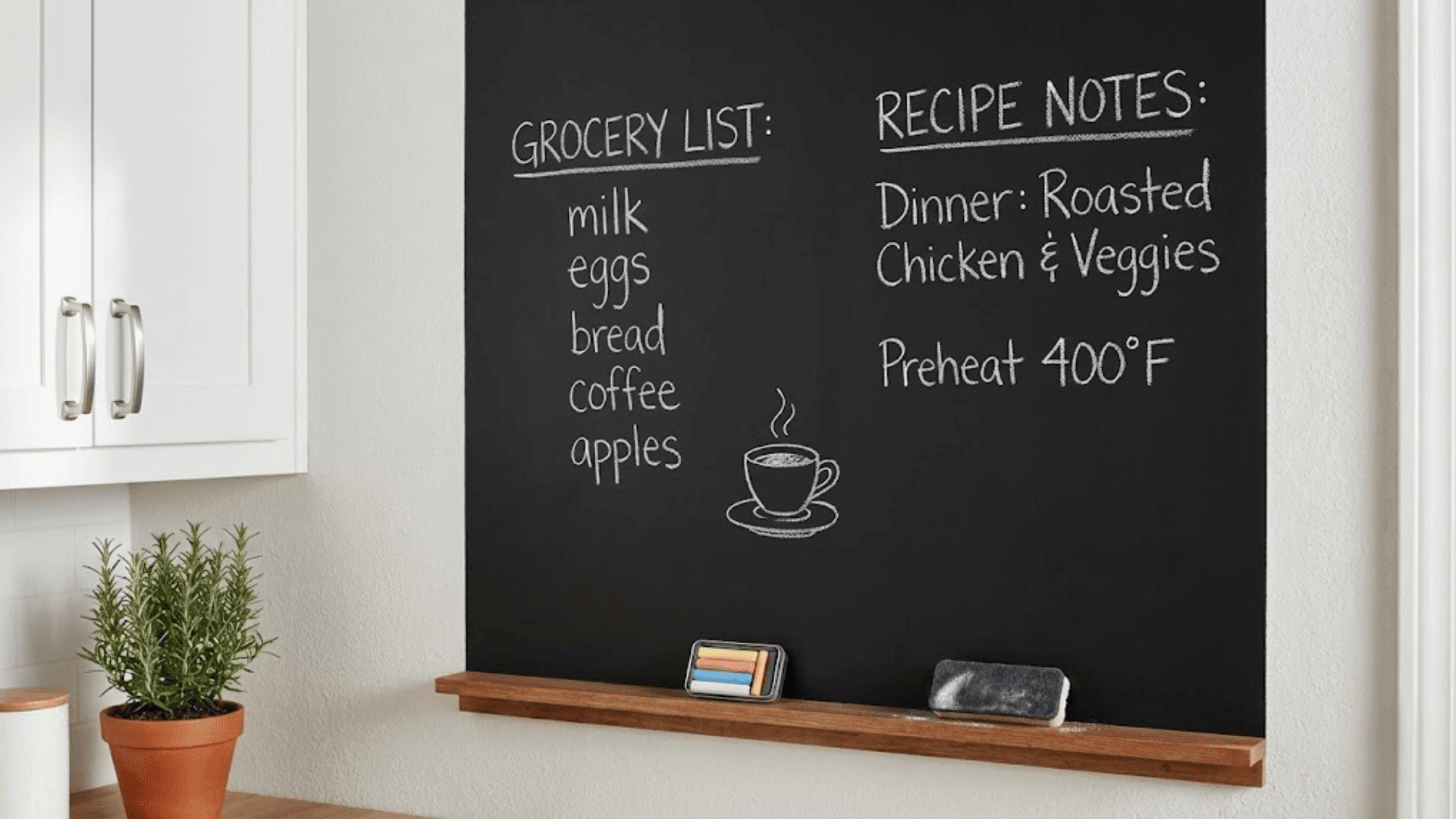 chalkboard or dry erase wall section