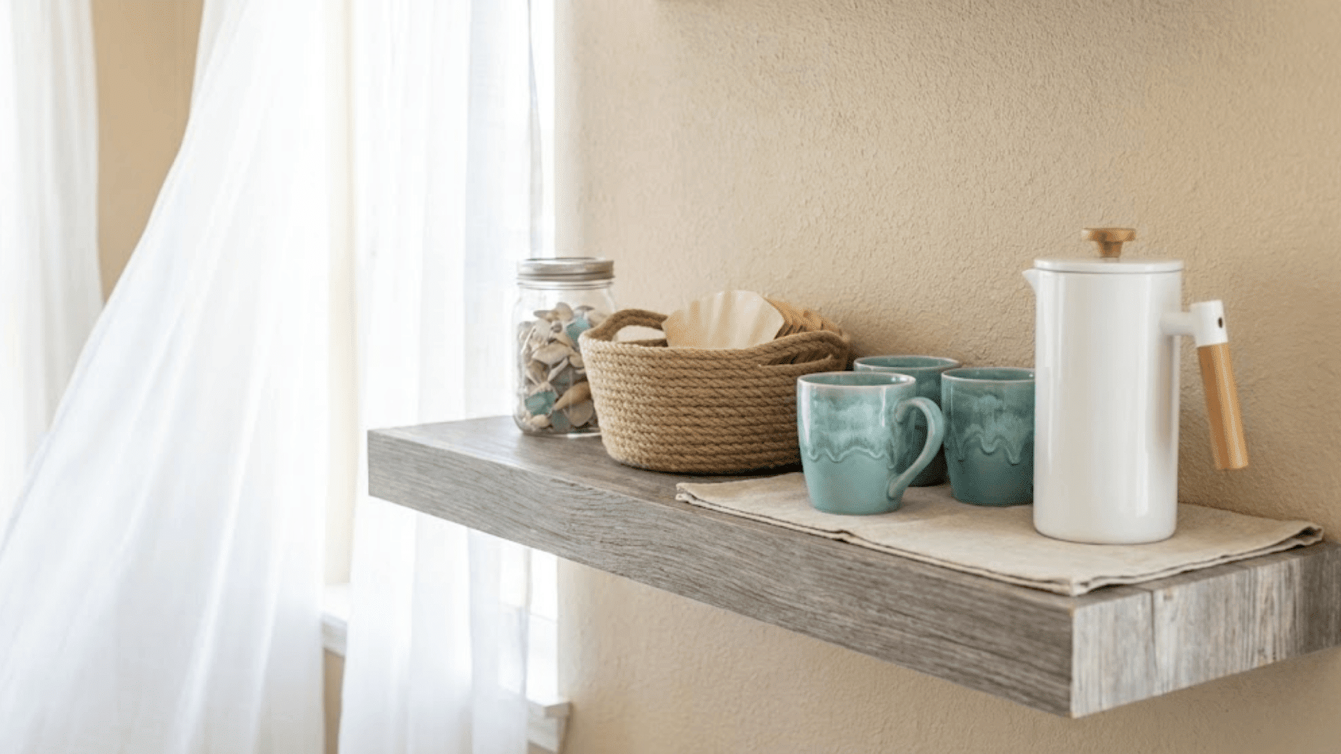 coastal beachy vibe coffee station