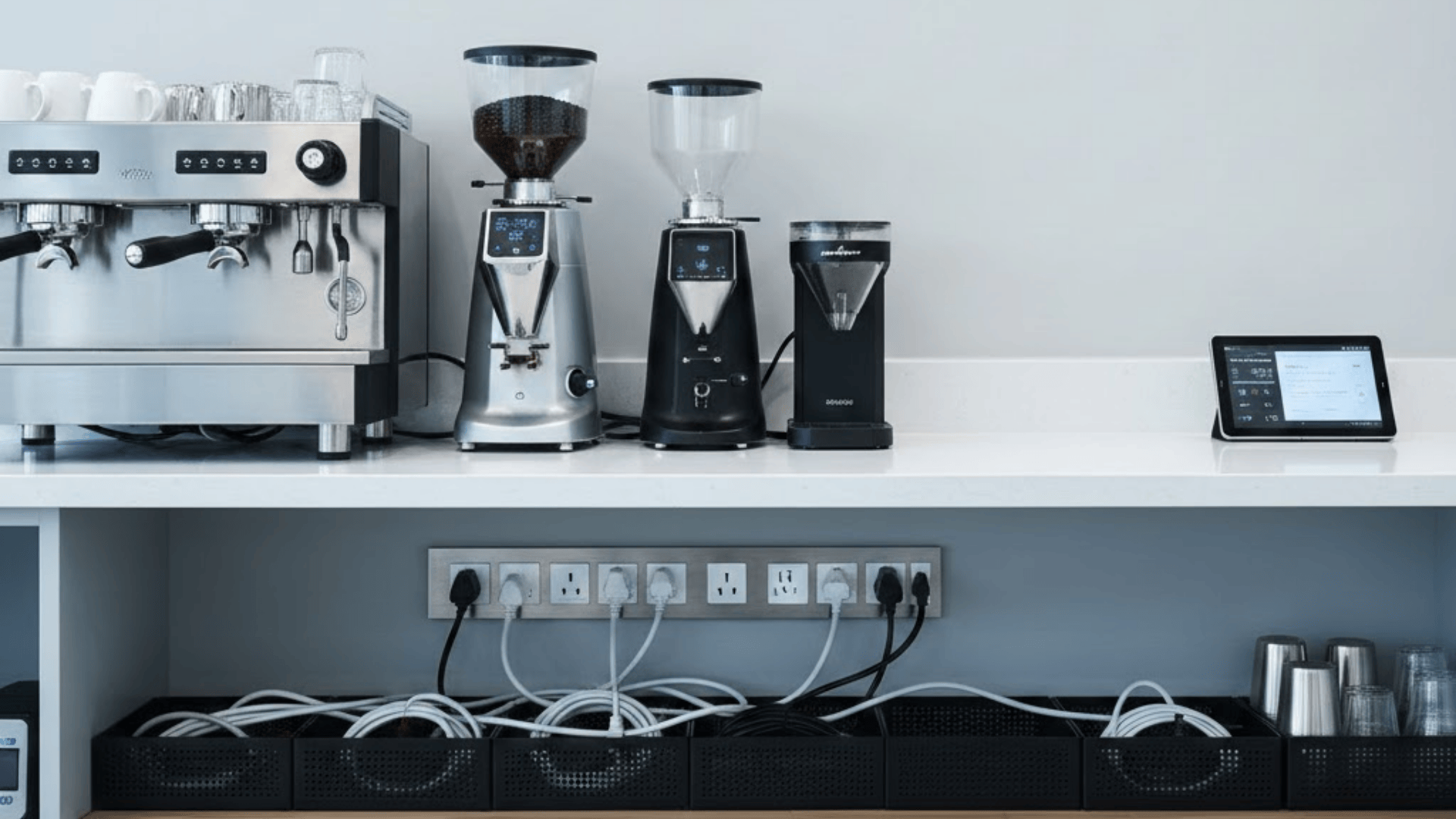 coffee bar with hidden wiring smart layout