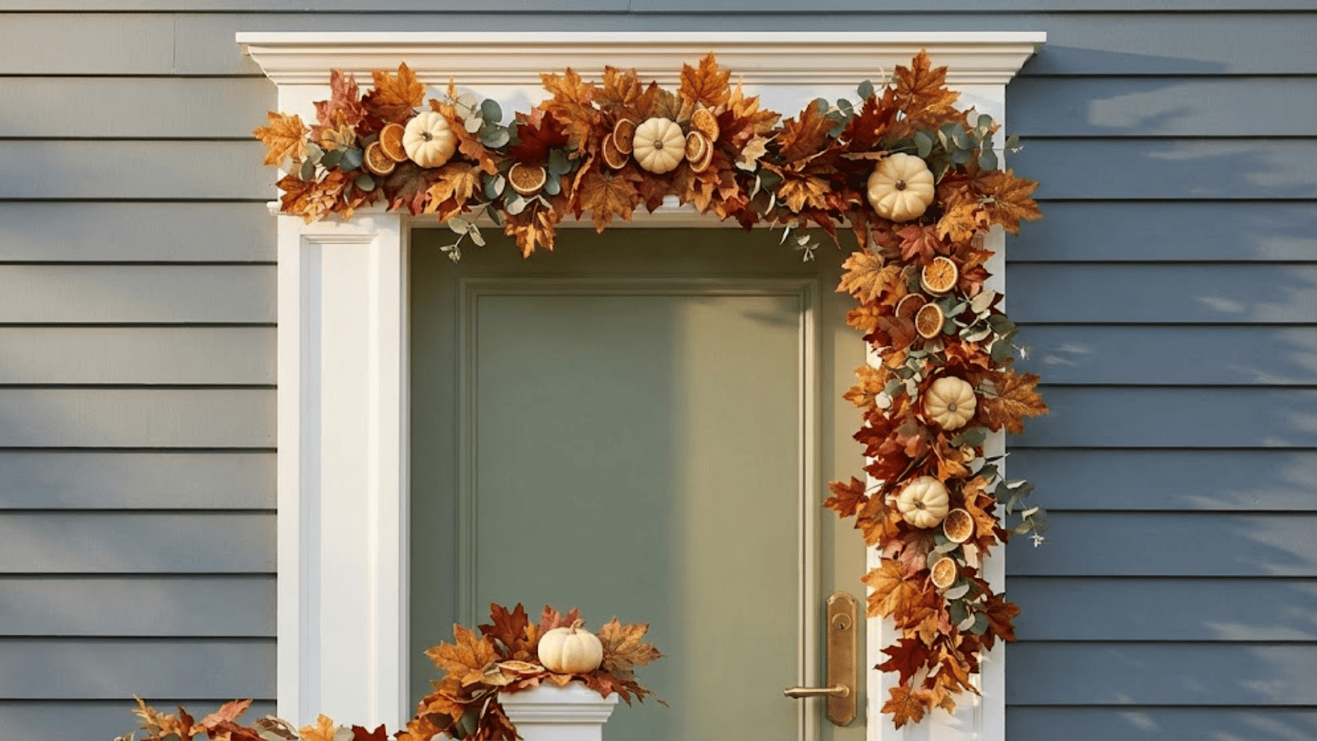 fall garland around the door frame