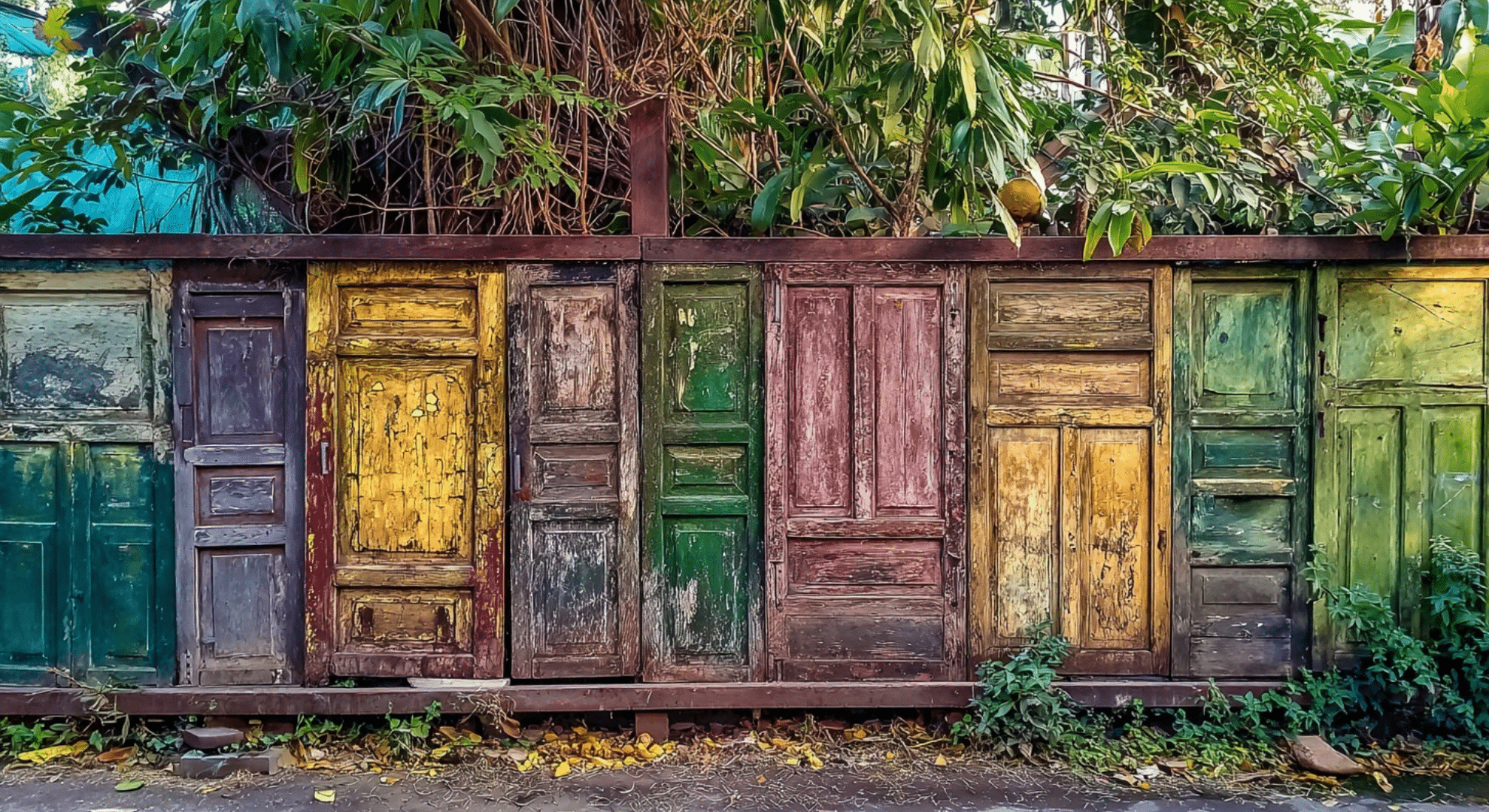 fence made from old doors