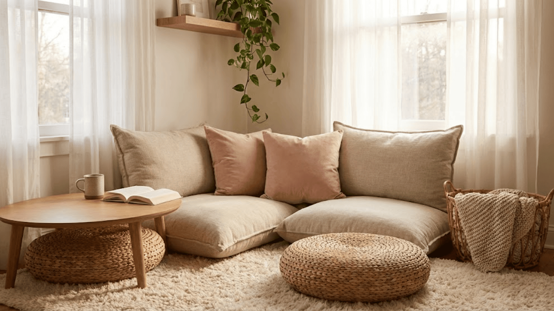 floor seating corner with cushions