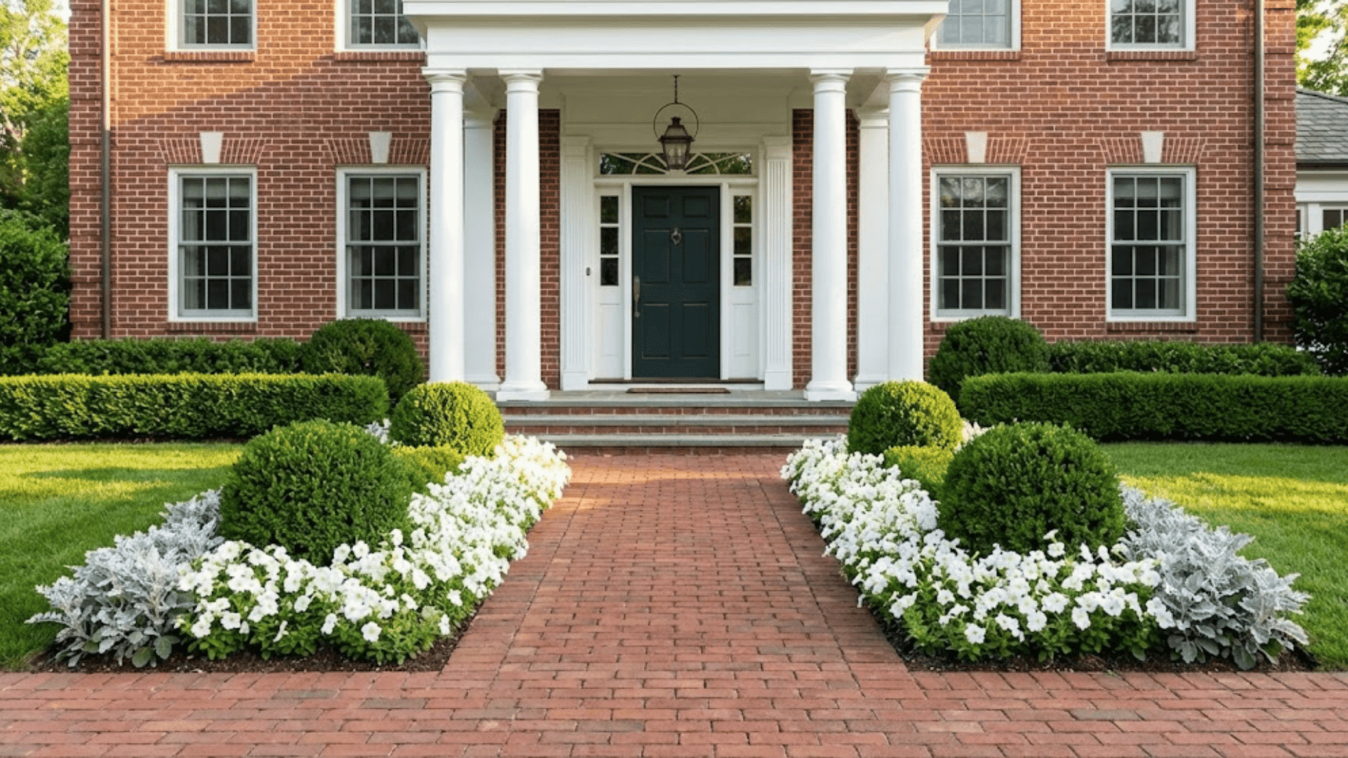 formal symmetrical beds with boxwood anchors