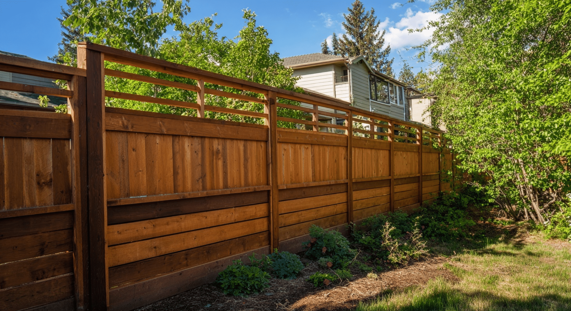 half solid half open fence