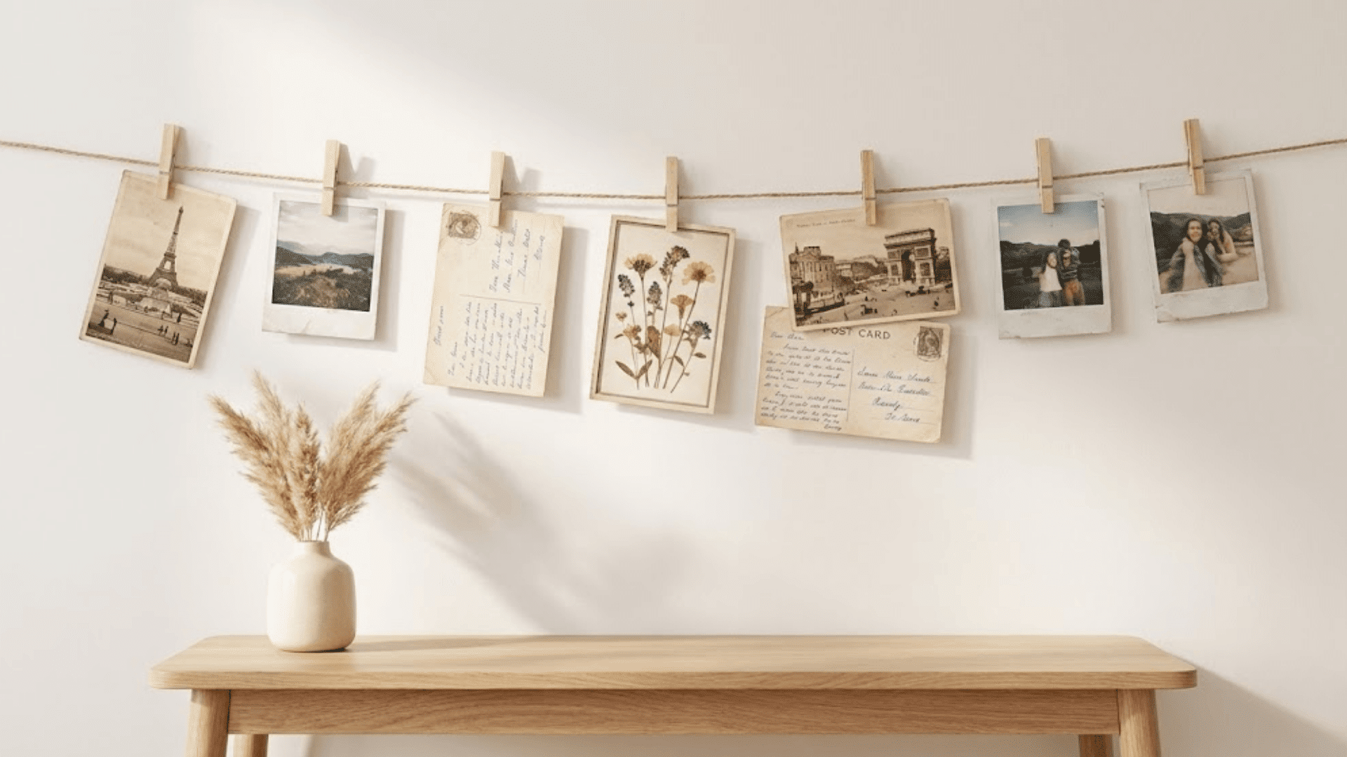 hanging postcards or photos