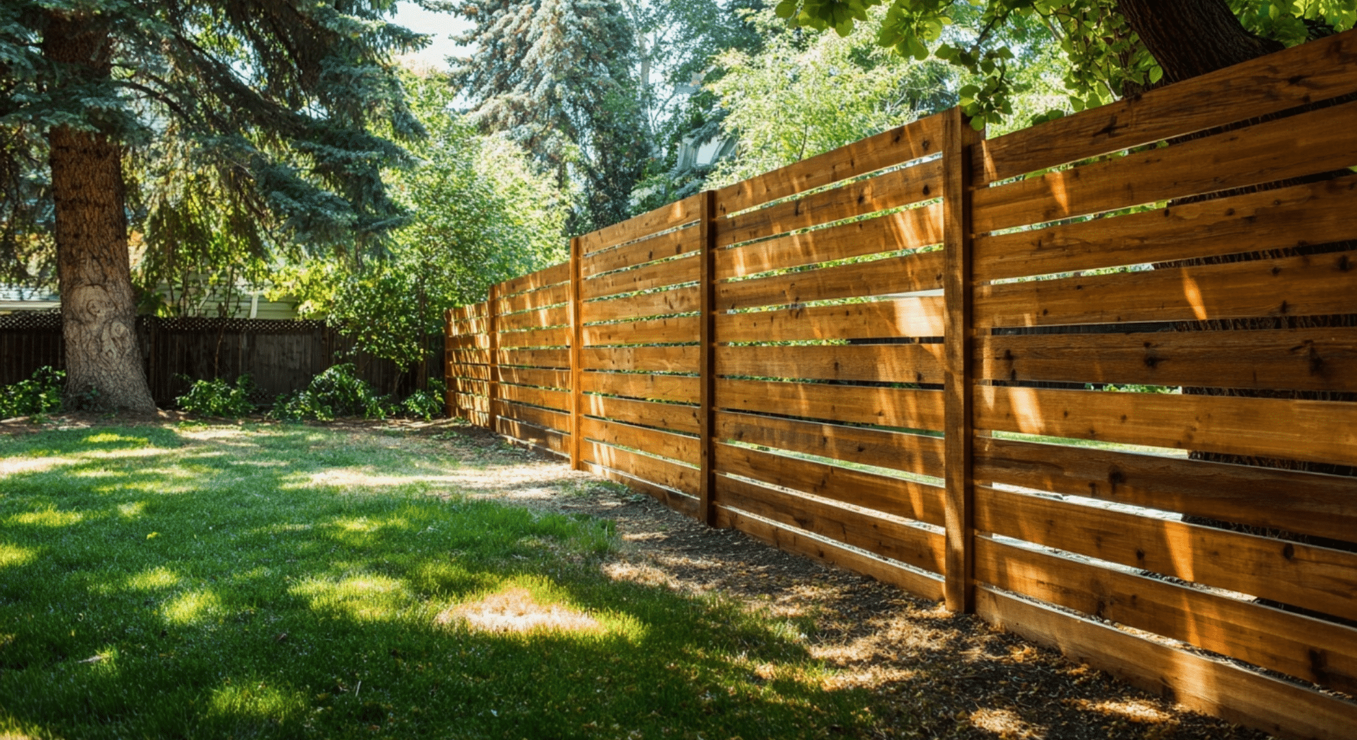 horizontal fence with spaced boards