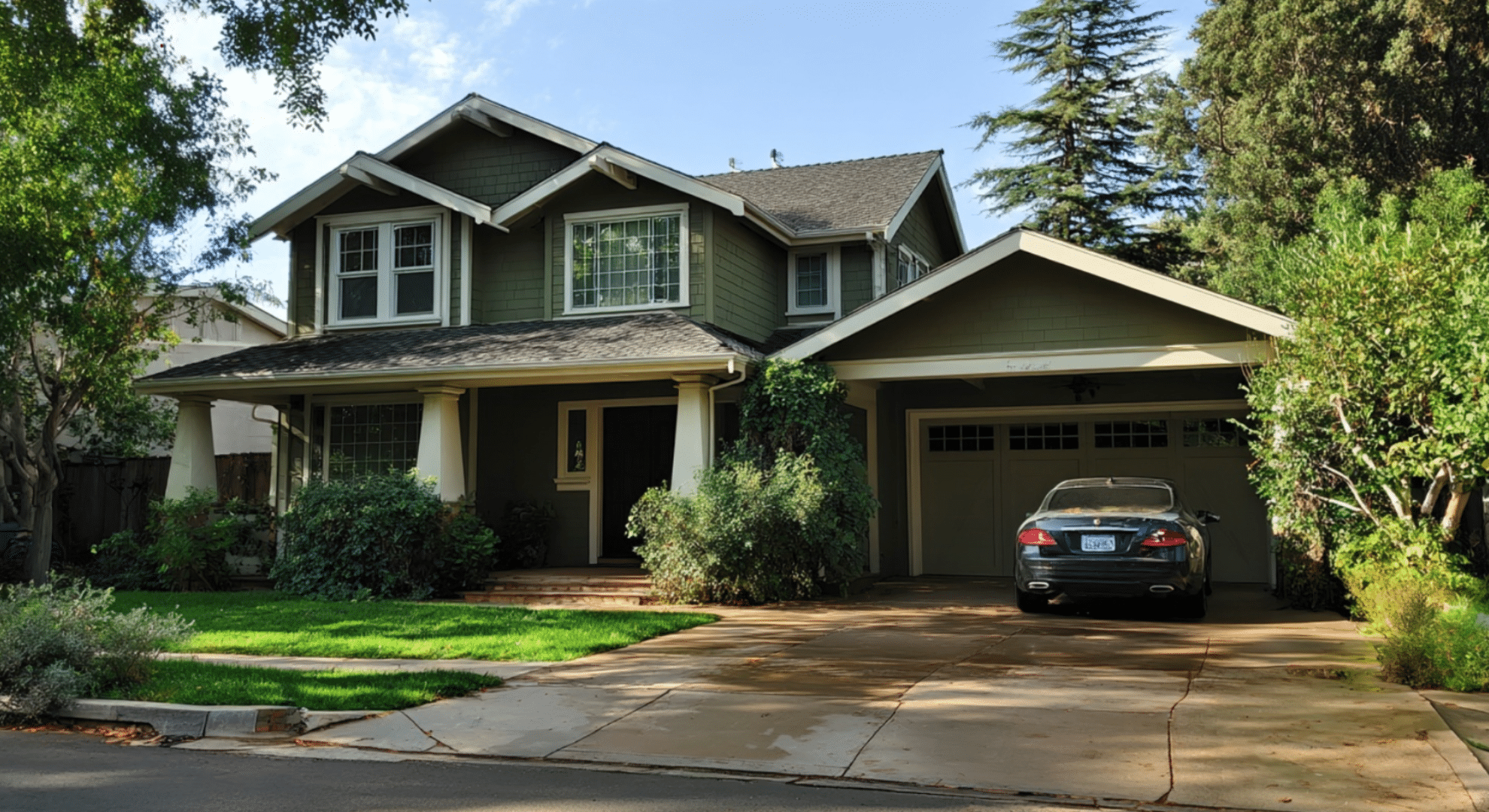 house showing ceiling height, roof overhang, garage door height, windows, and setback distances