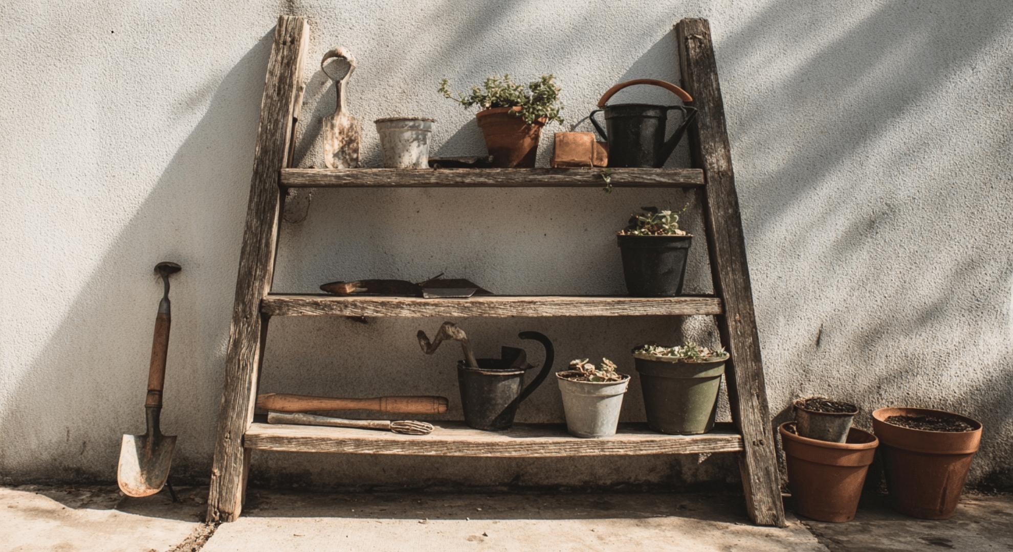 ladder garden with storage
