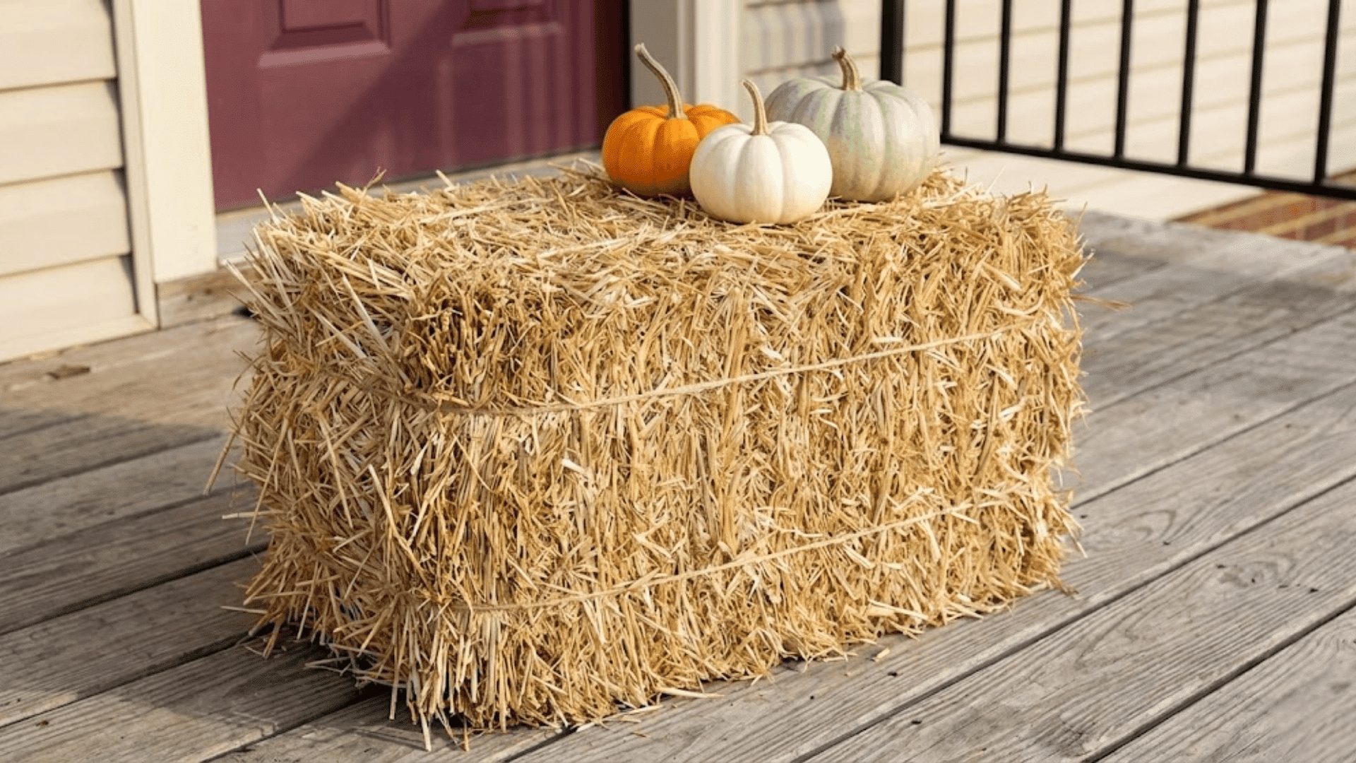 mini hay bale as decor or seat