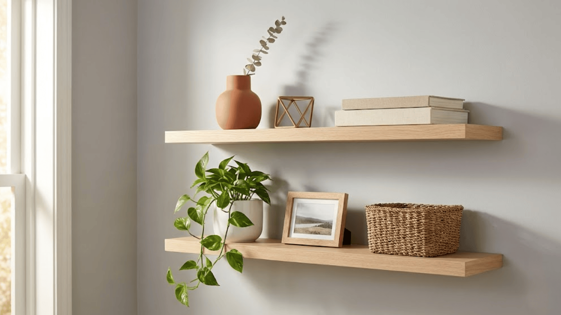 minimal floating shelves