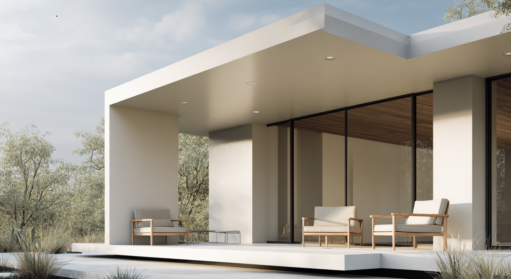 minimal porch with clean roof lines