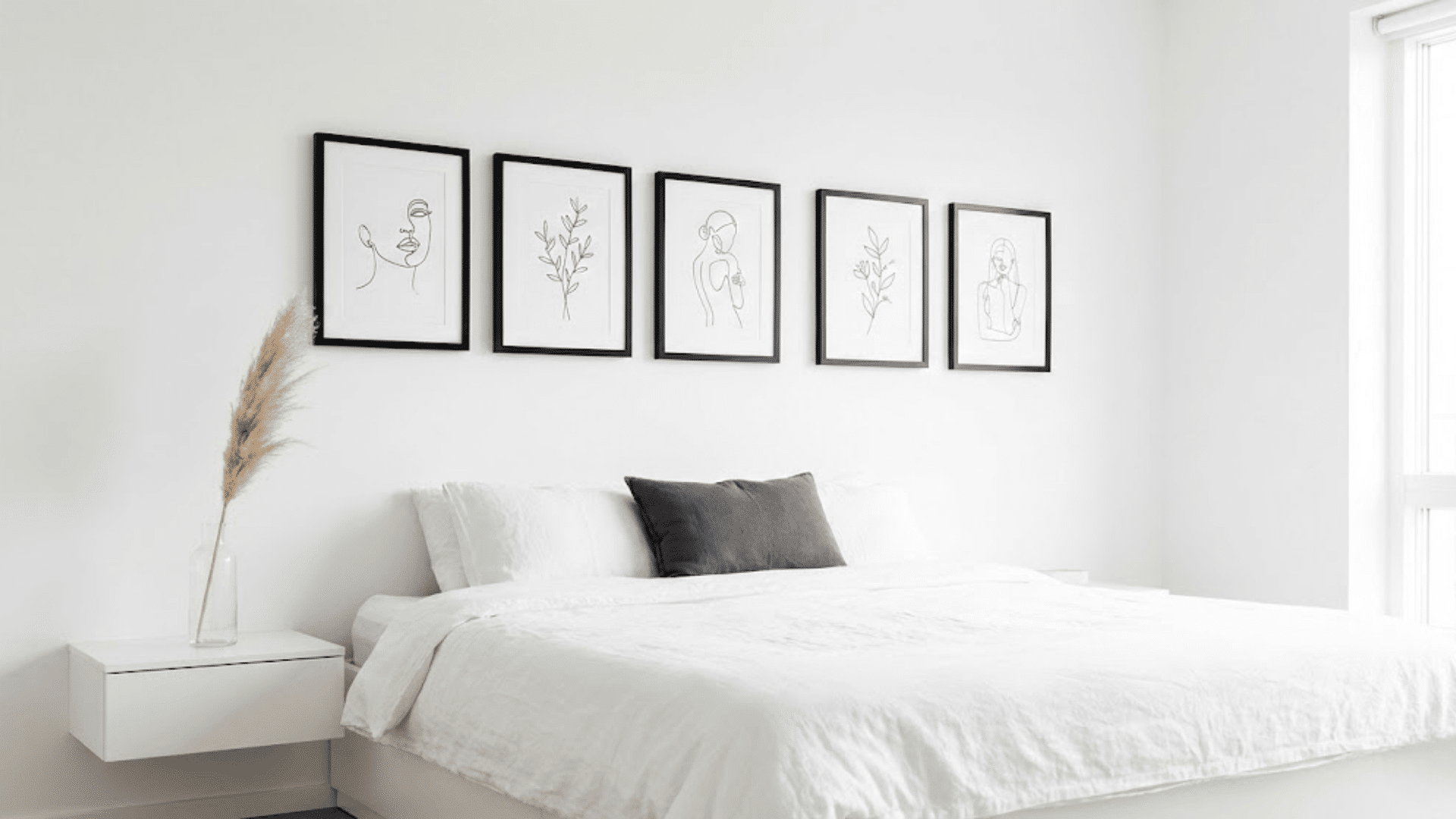 minimalist line art prints arrangement