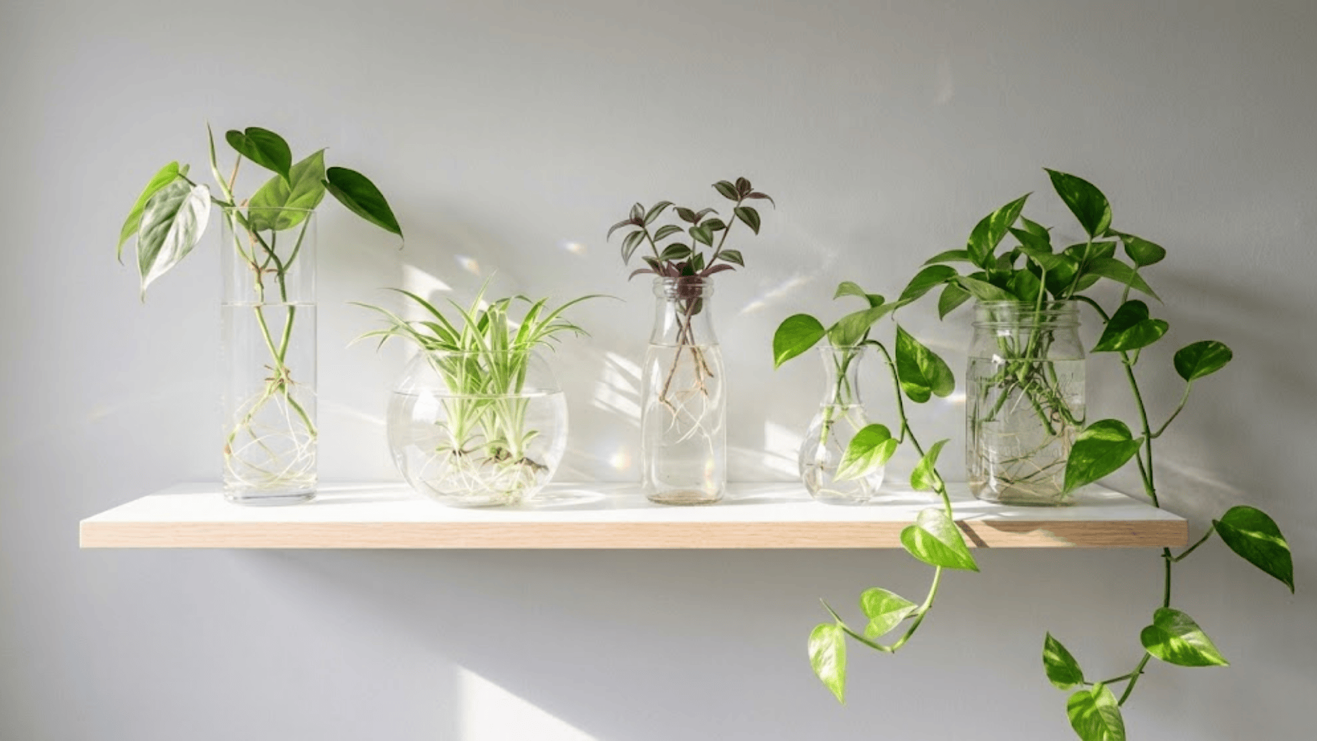 minimalist shelves windowsills