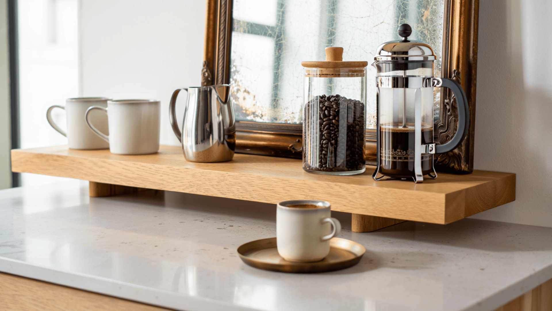 mirror backed coffee bar