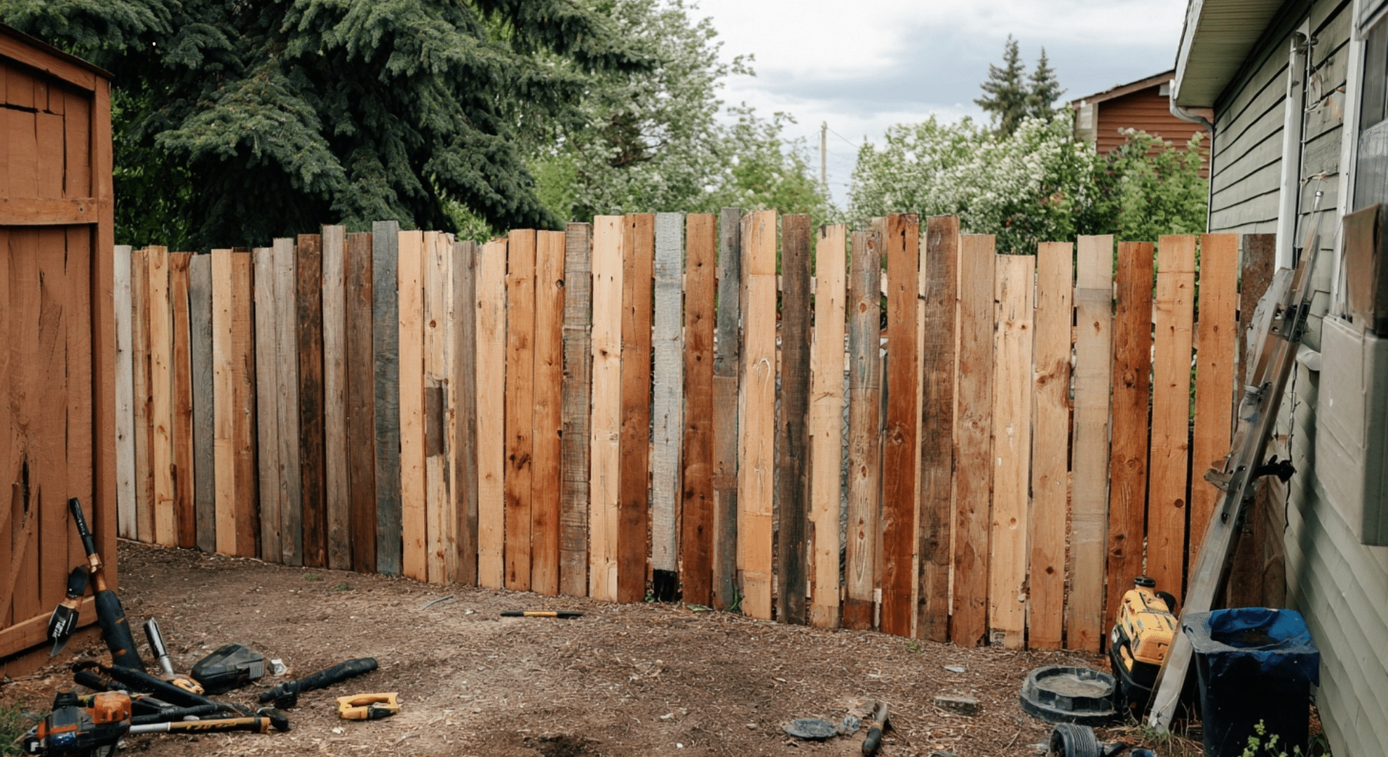 mixed board width fence