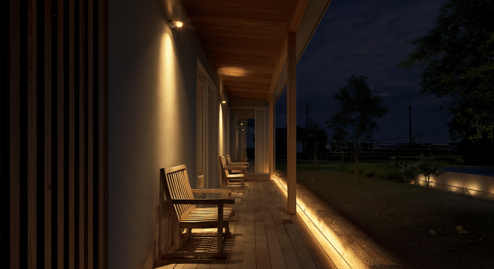 narrow porch with slim roof extension