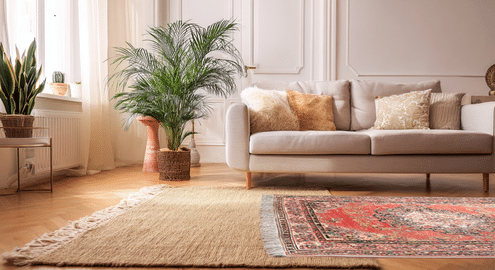 neutral base bold top rug