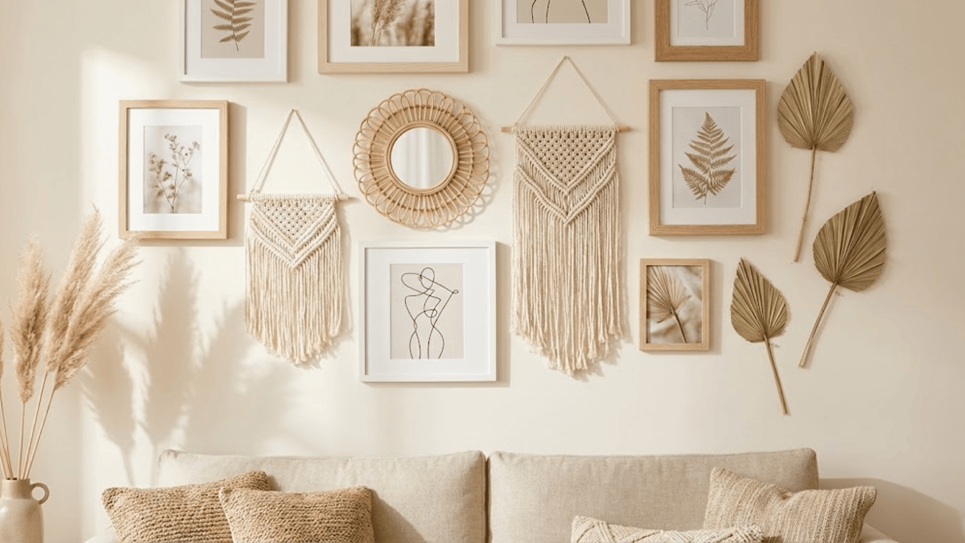 neutral boho wall collage