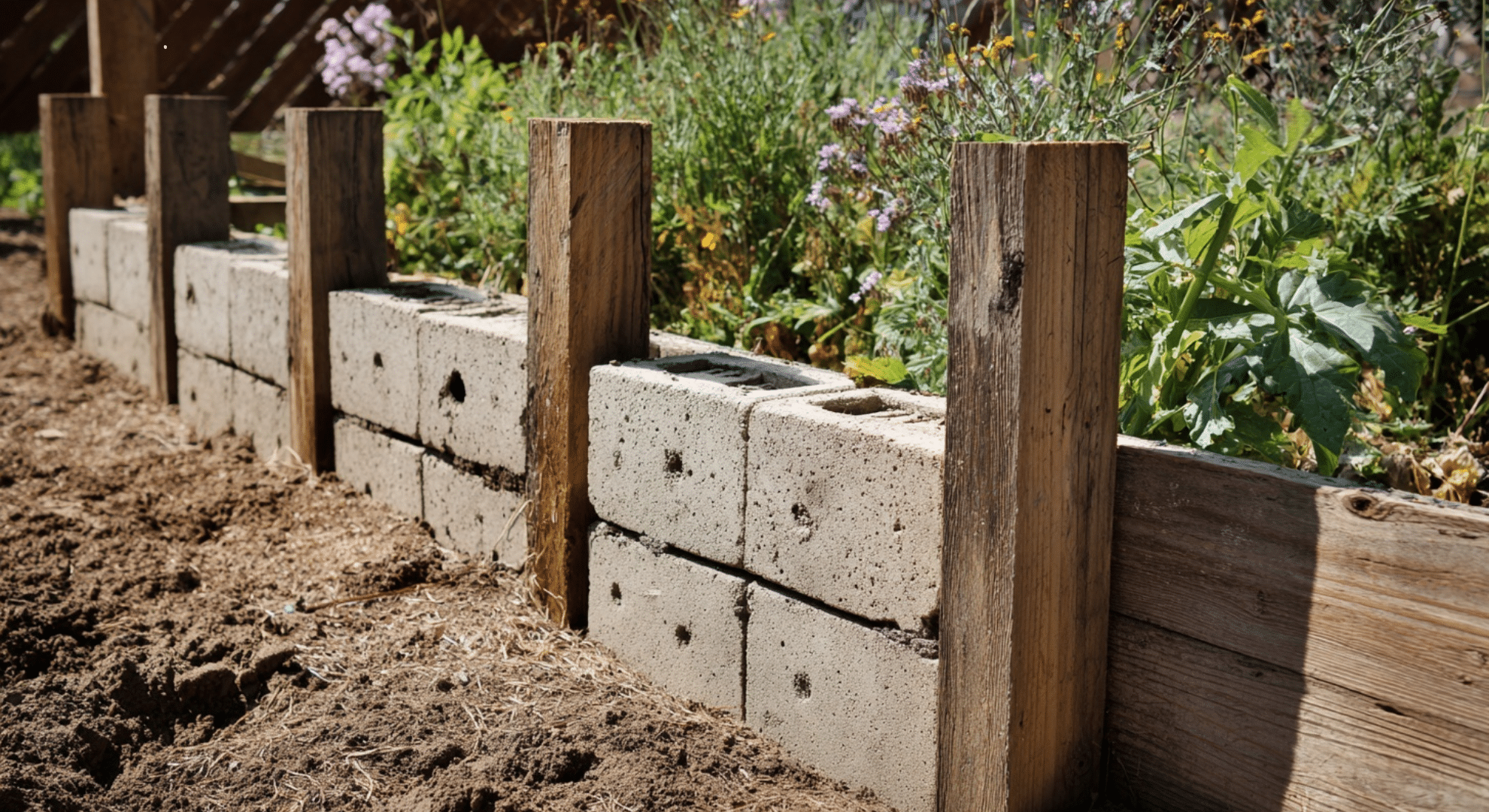 no dig concrete block fence
