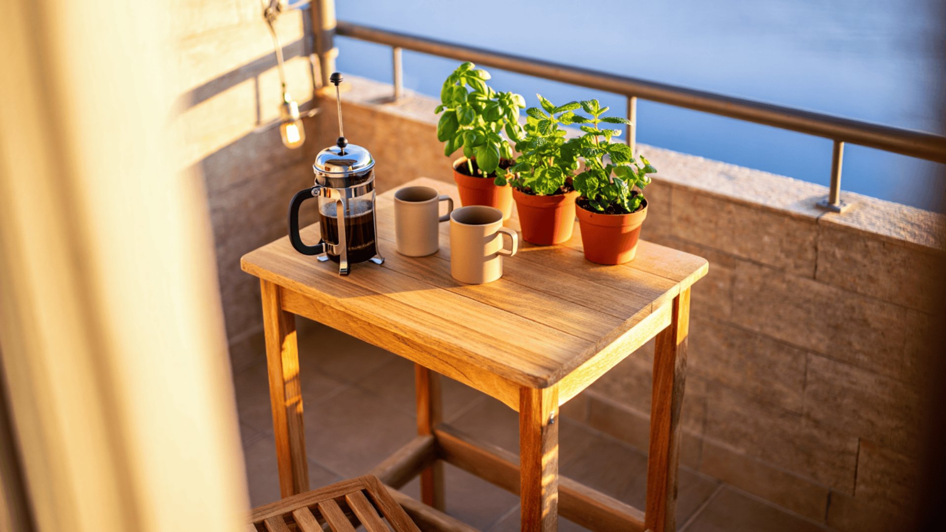 outdoor balcony coffee station