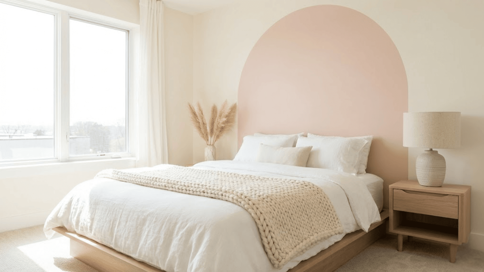 painted arches or shapes behind furniture