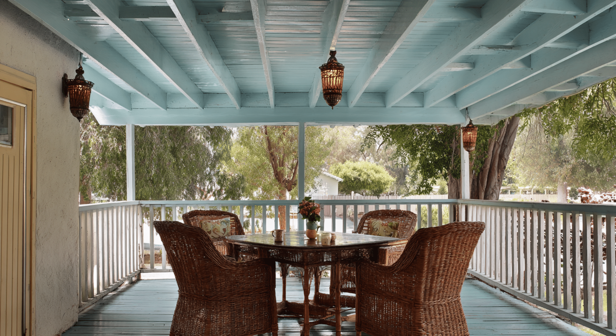 painted ceiling with roof cover