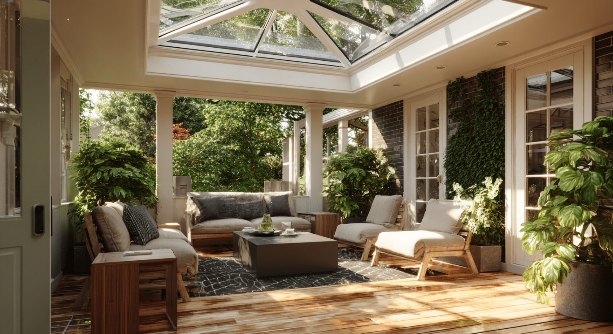 porch cover with skylights