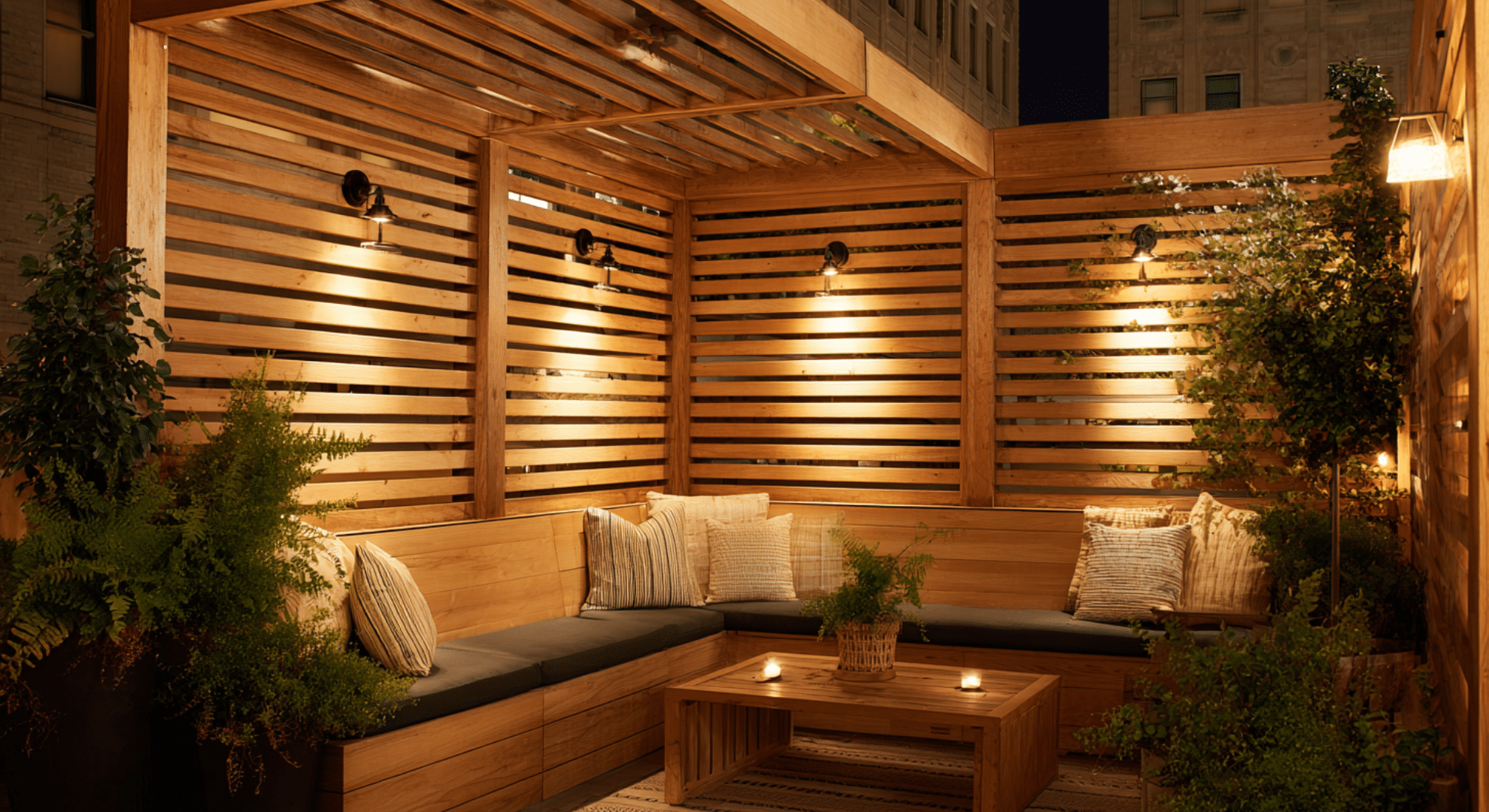 porch with privacy screens