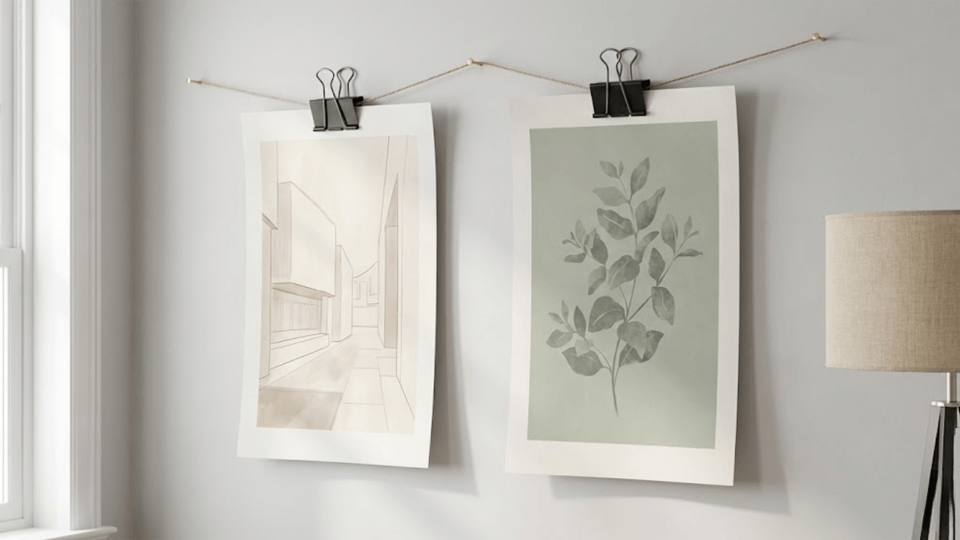 poster wall with binder clips