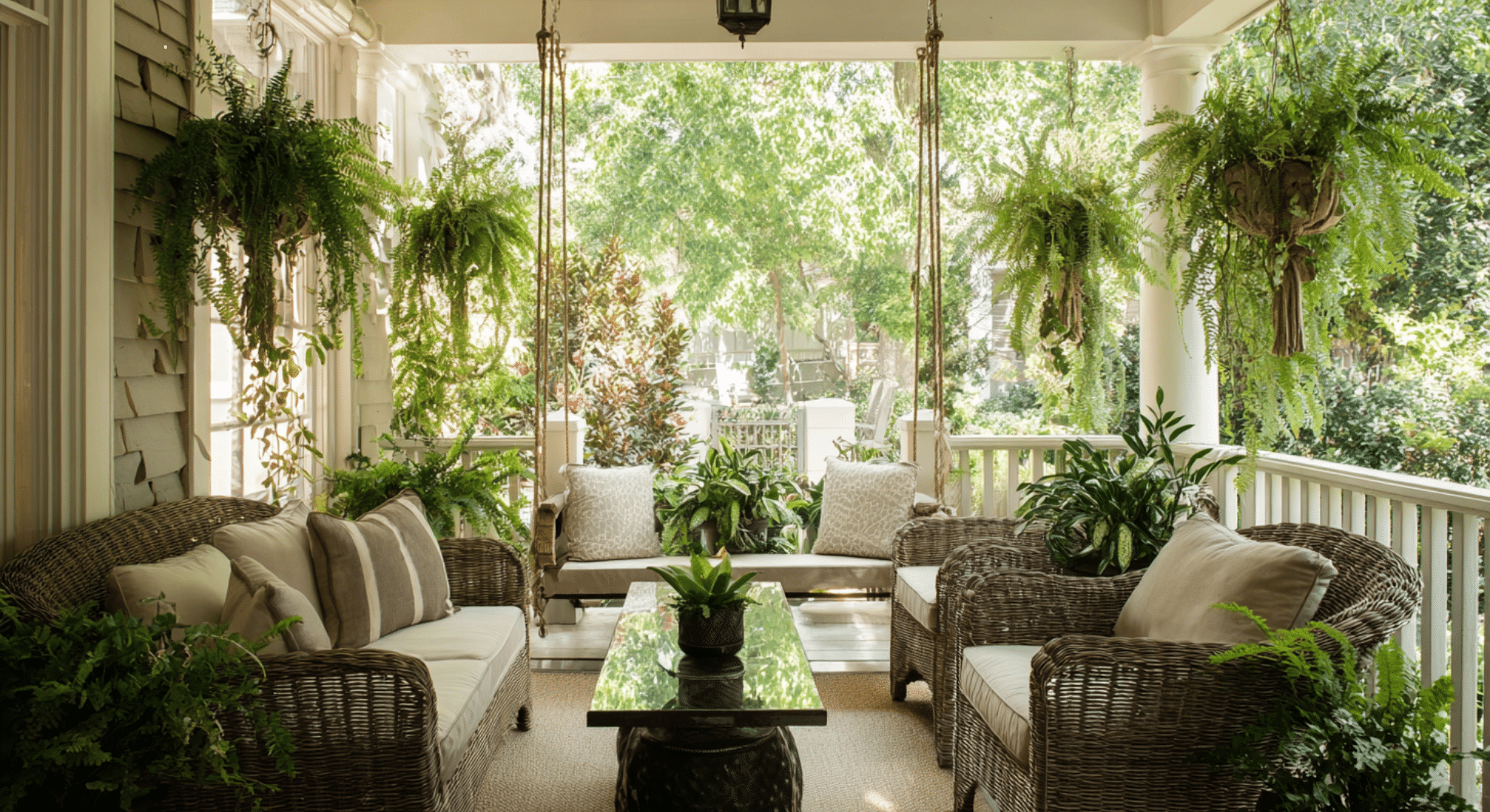 rattan furnished porch