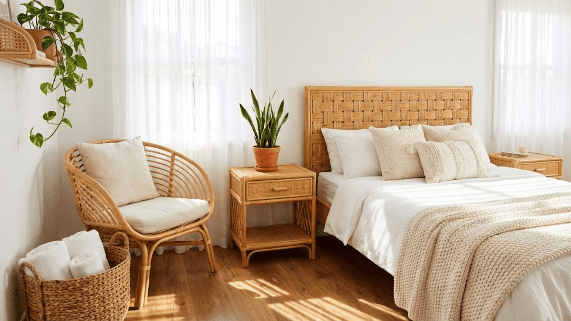 rattan or wicker furniture pieces