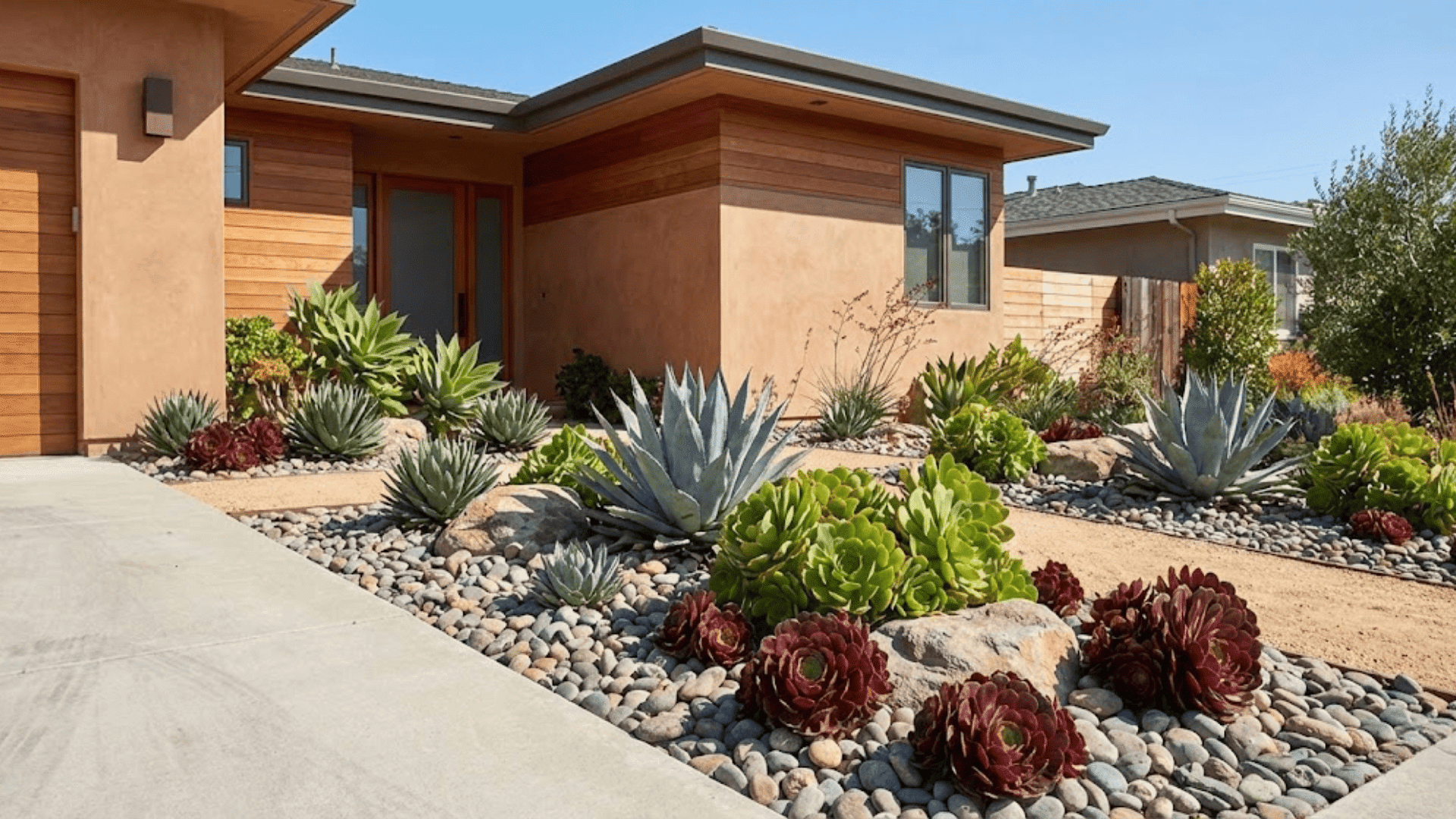 rock succulent edge bed