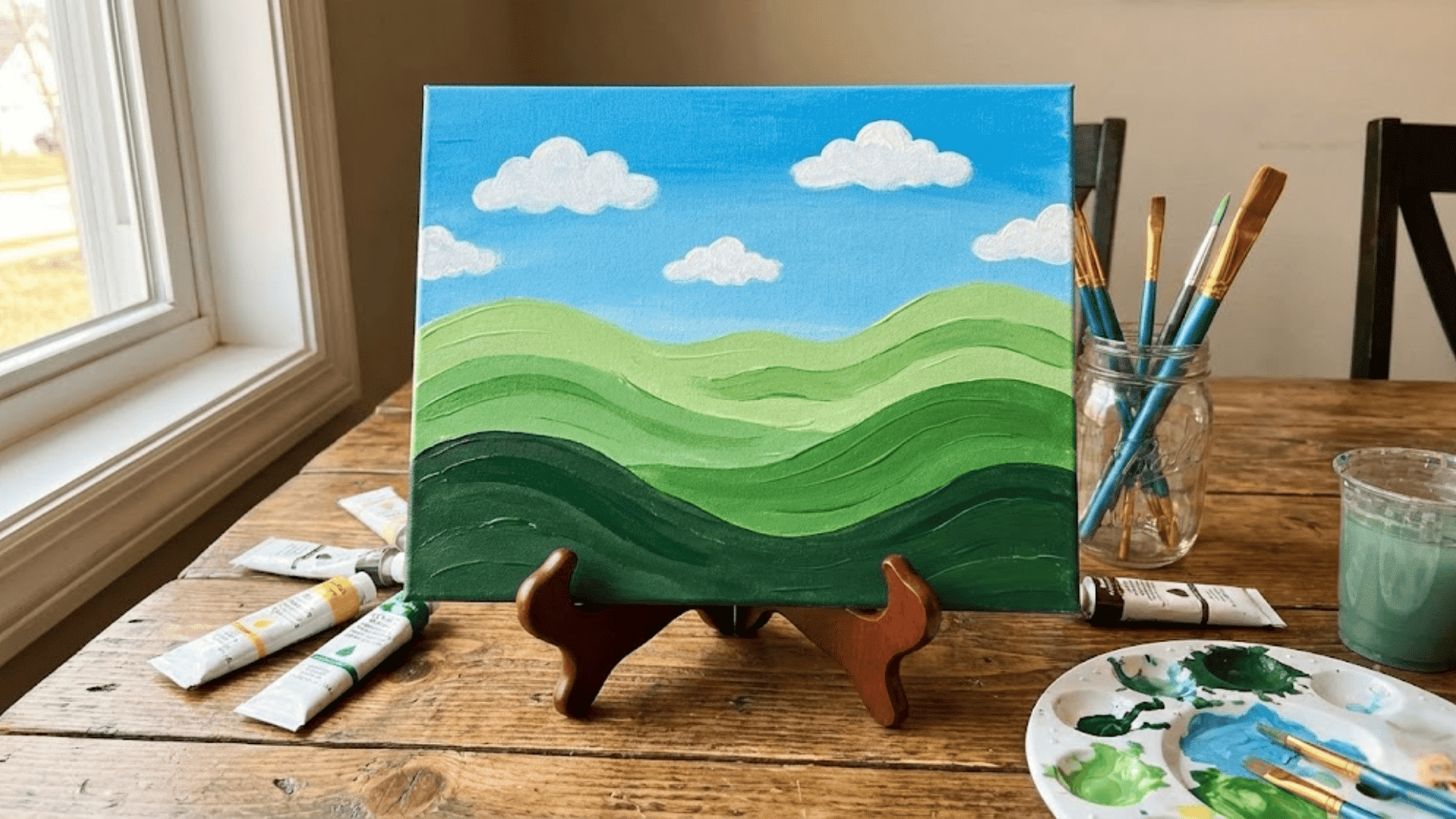 rolling hills under a blue sky
