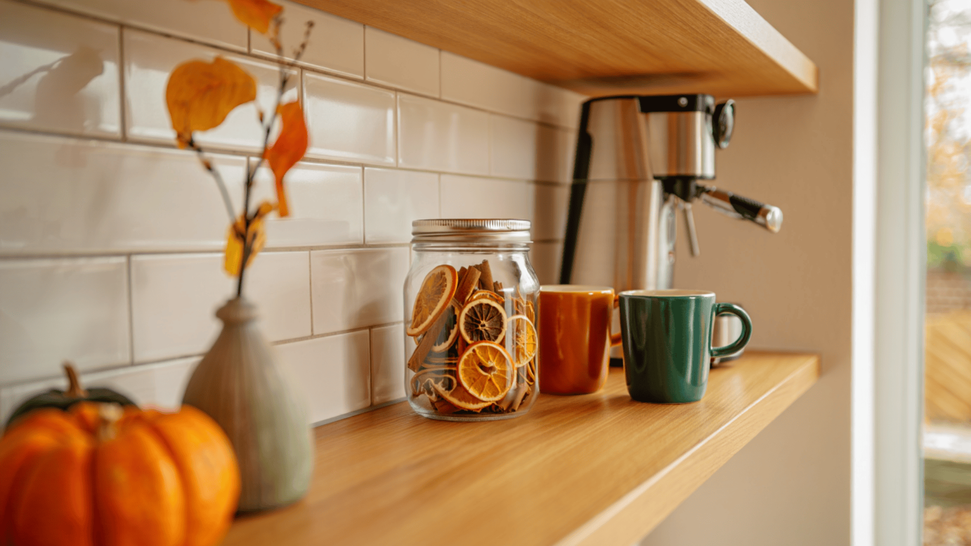 seasonal rotating decor coffee bar