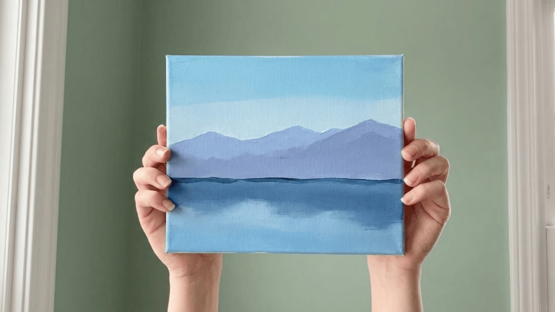 serene lake with distant mountains