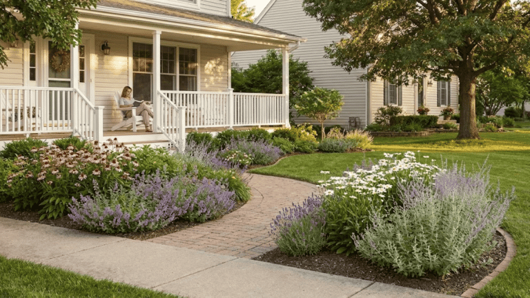 simple flower bed ideas front of house