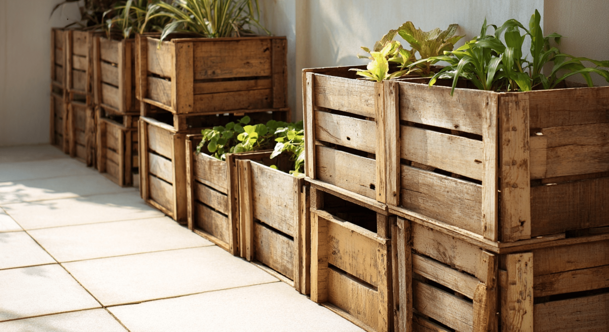 stacked crate garden