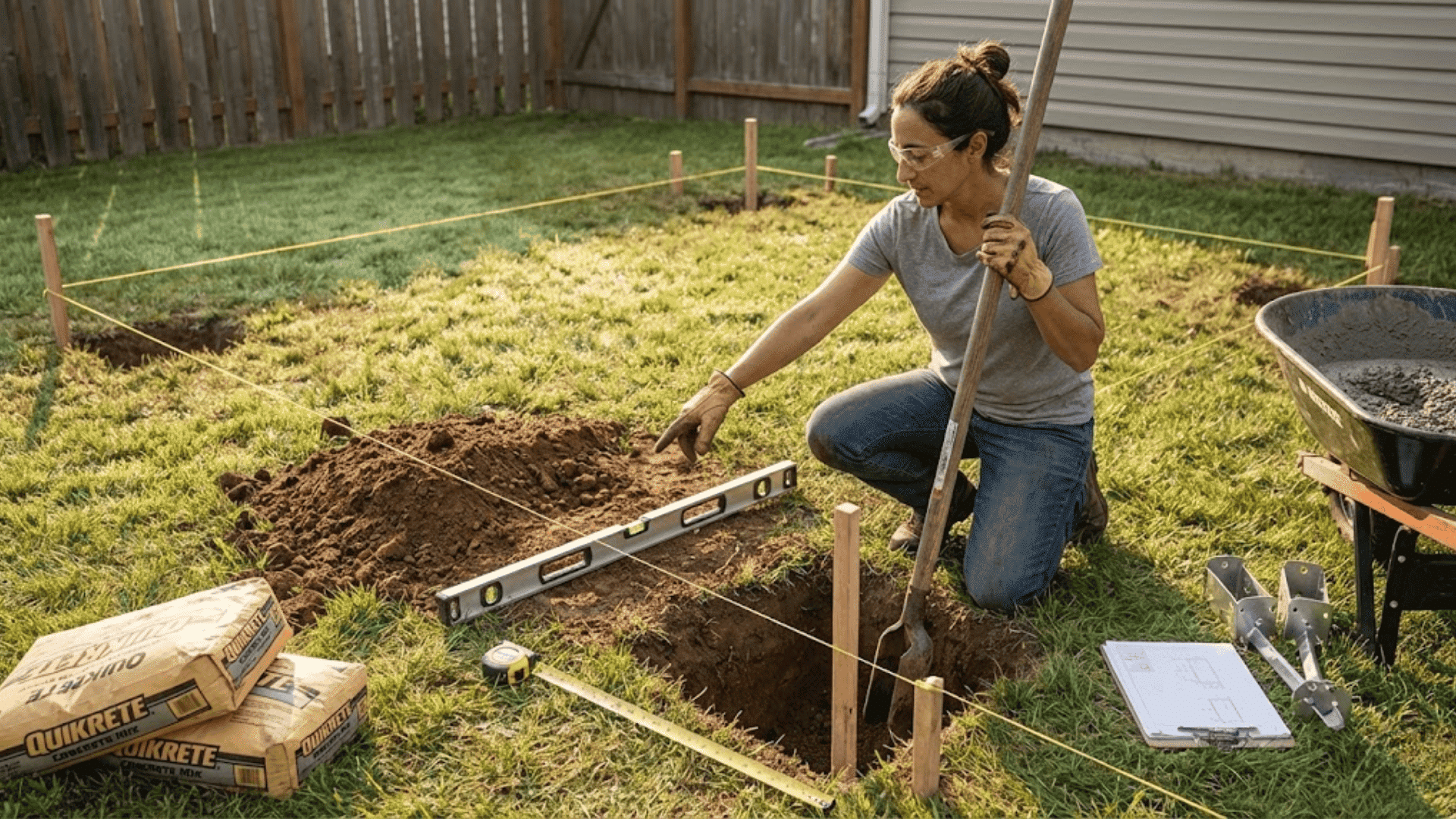 step 1 mark post locations and prepare footings