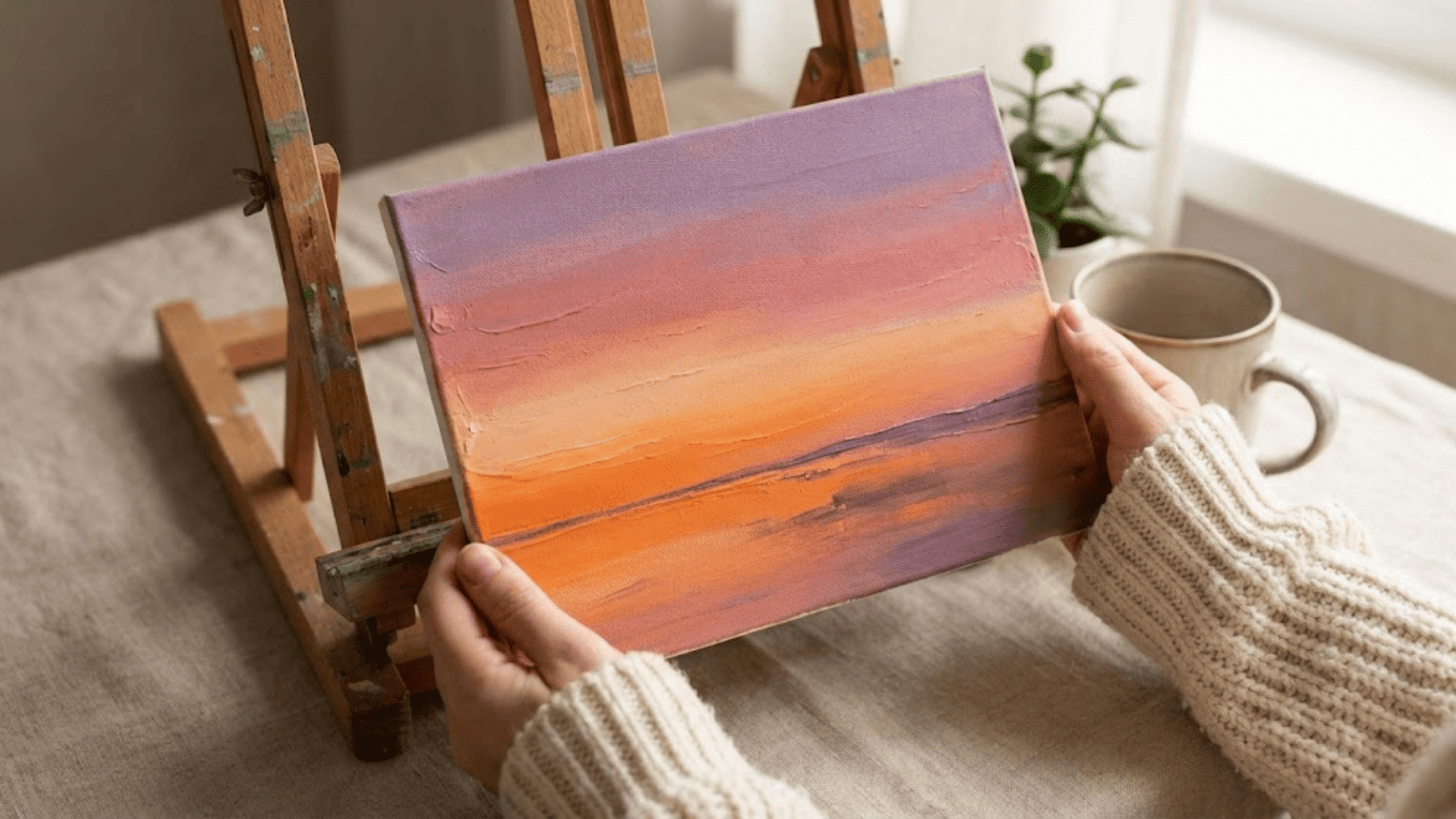 sunset gradient over still water