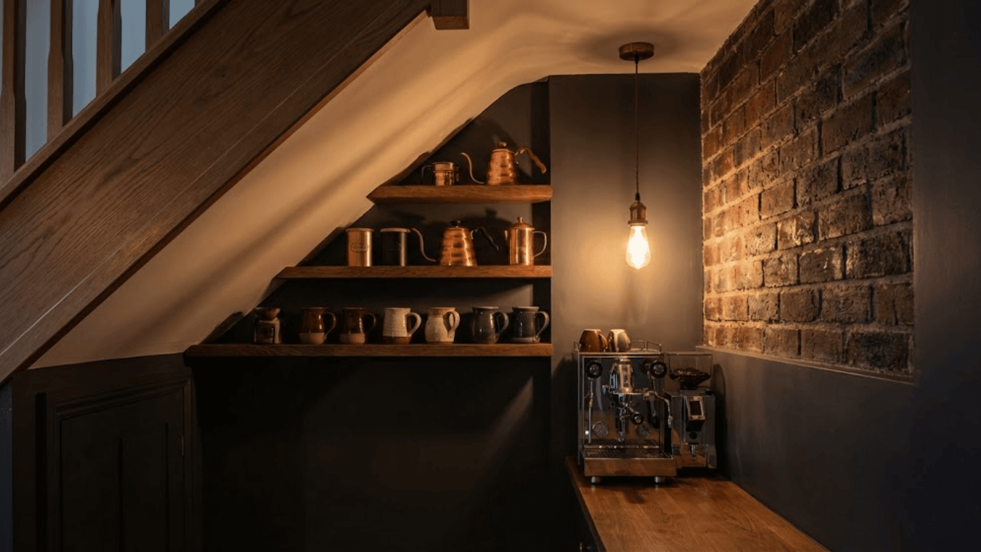 under stairs coffee bar