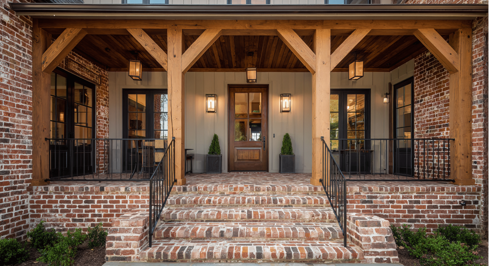 wood beam front porch cover