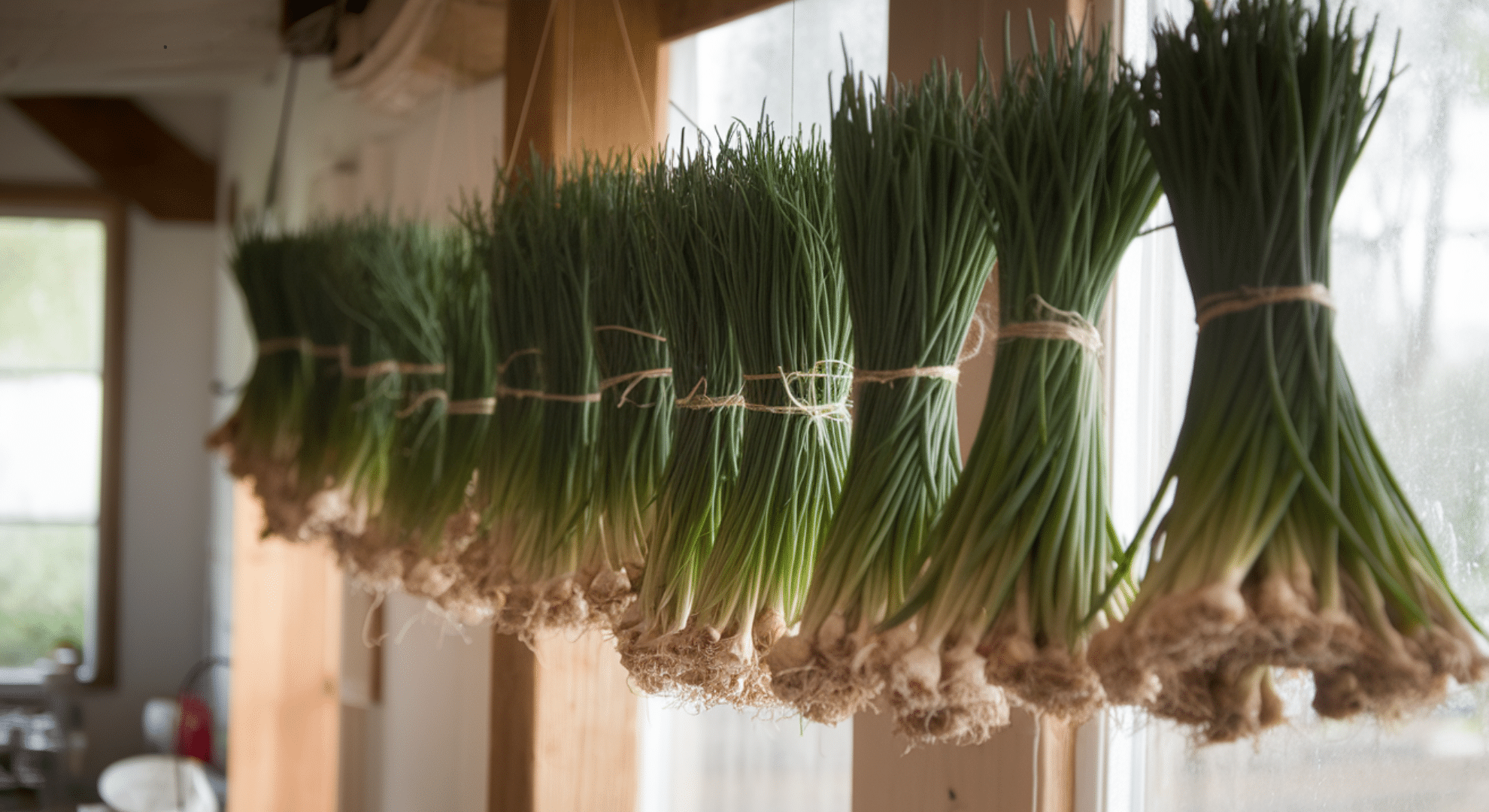 air drying or hanging chives