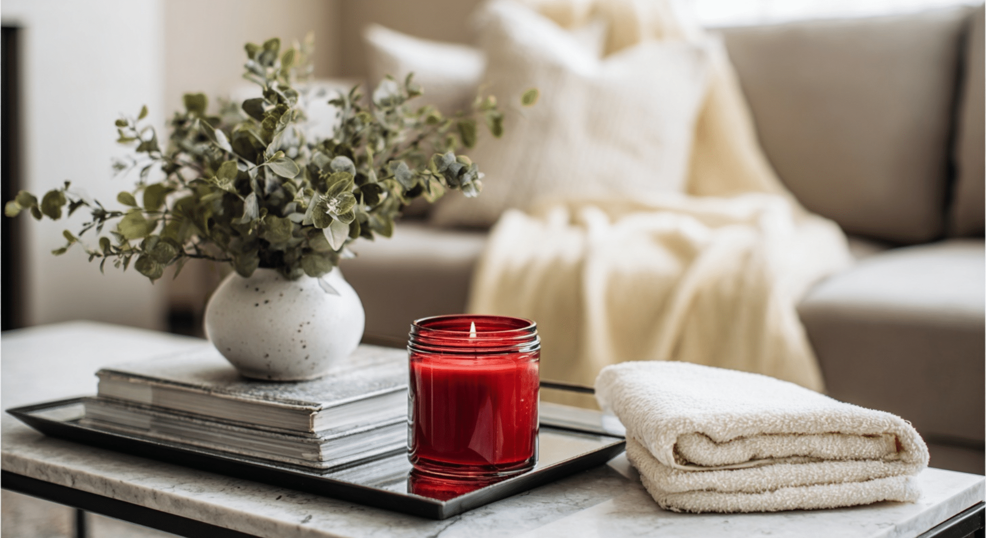 coffee table styling with one valentine statement piece