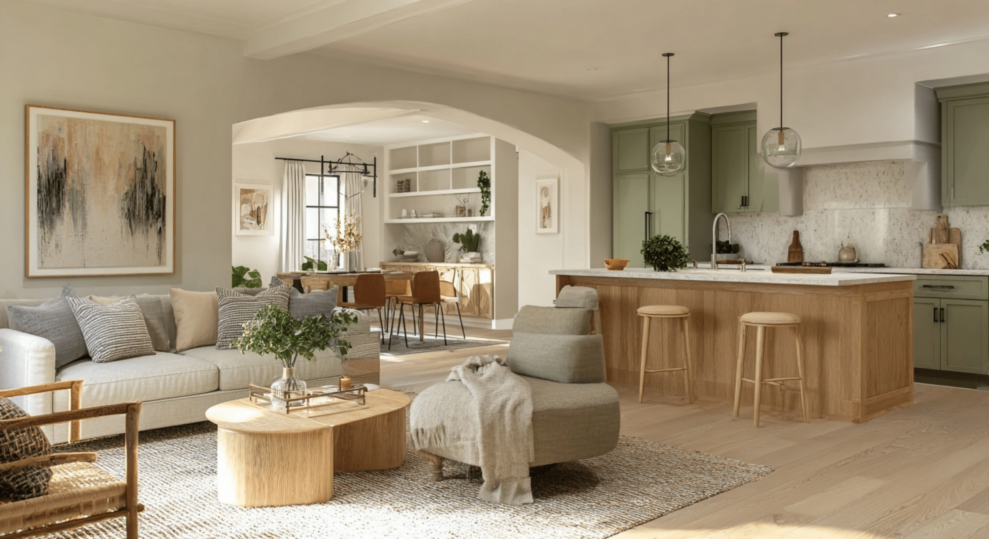 color palettes that repeat across rooms